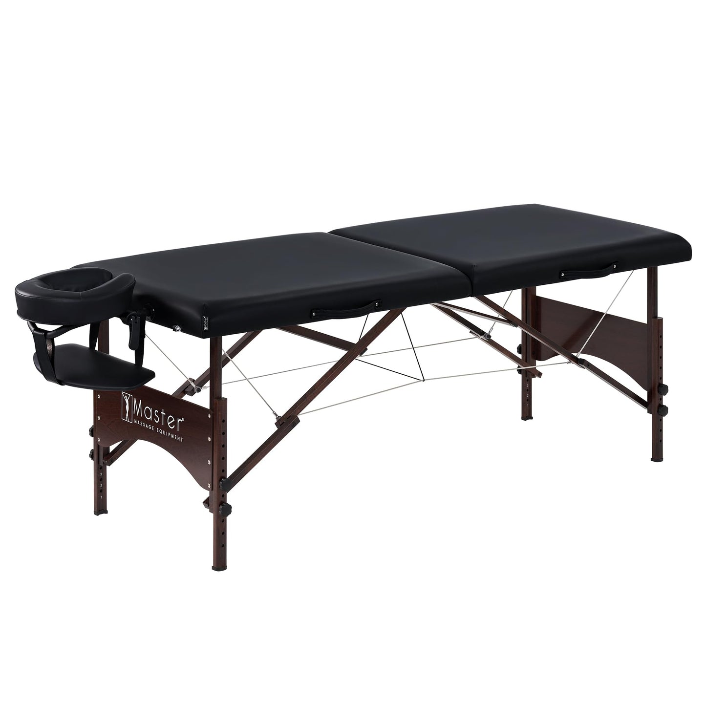Master Massage 28" Argo Portable Massage Table - Black with Walnut Legs - Versatile Spa Bed for Massage Exercise Beauty Tattoo Lash Treatments