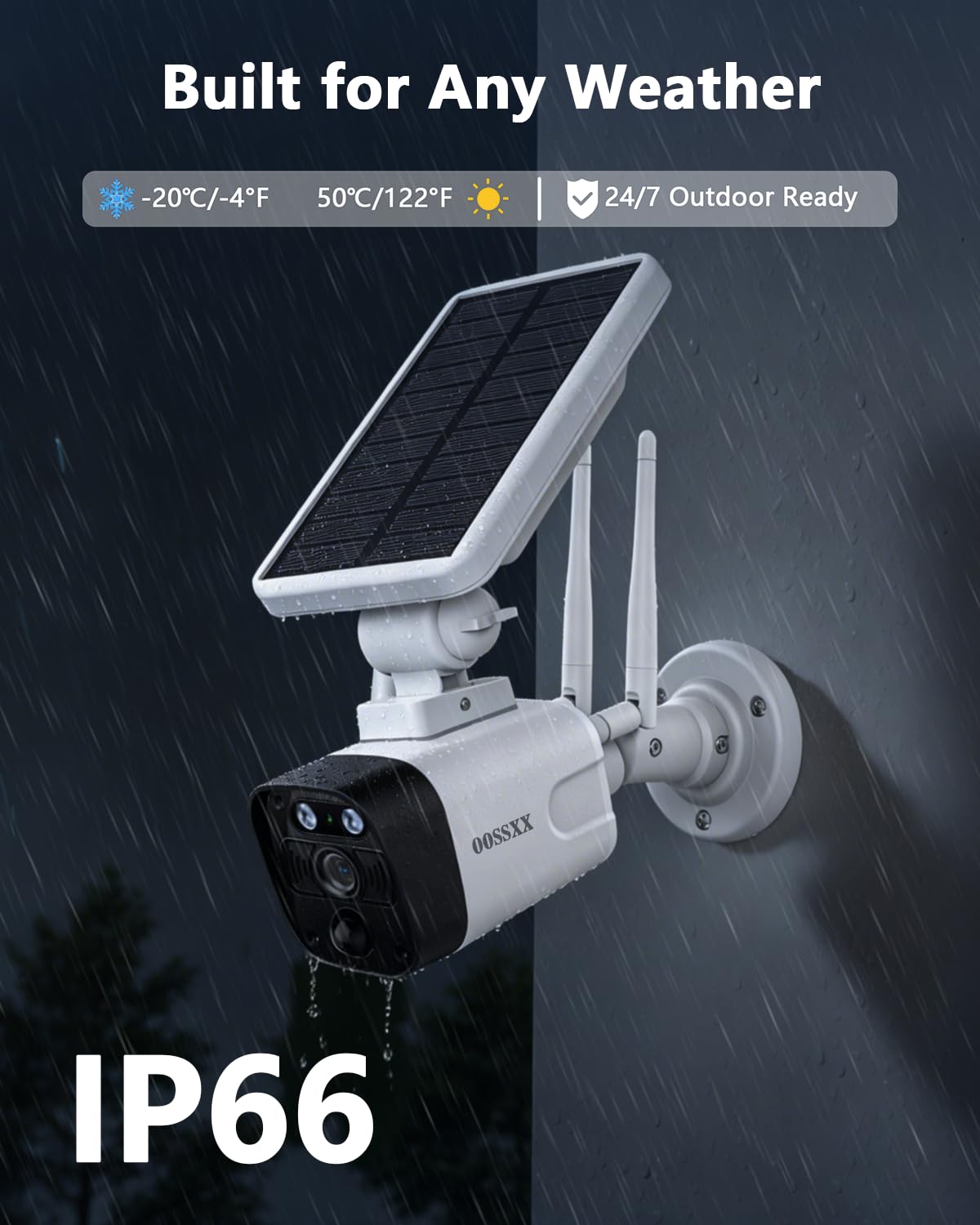 OOSSXX (2026 New) Solar Wireless Security Camera System, 4MP 4-Cam Kit with 4CH NVR, 2.4/5.8GHz Dual WiFi, 55% Longer Range Dual Antennas, 130° Wide Angle, No Fee App, IP65