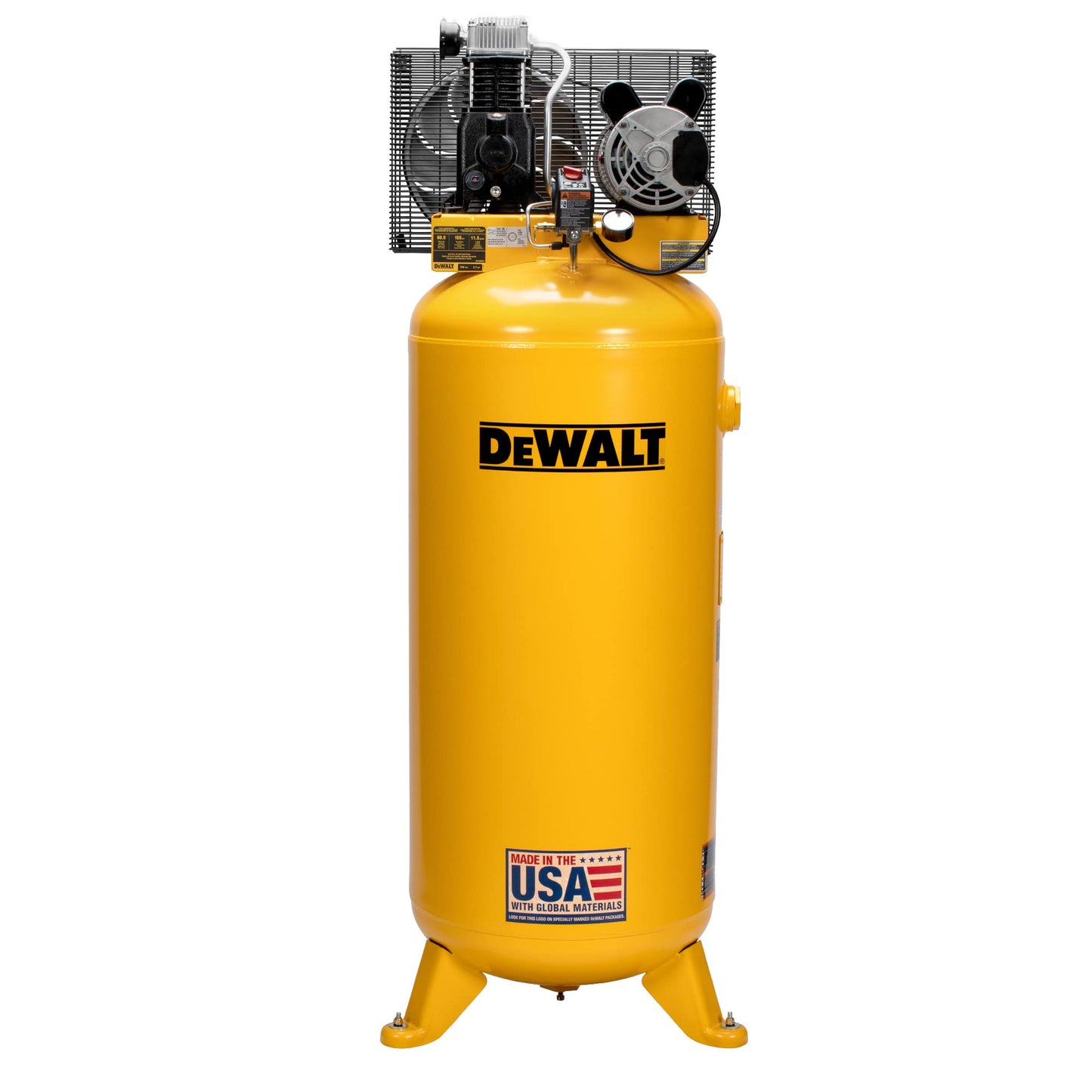 DEWALT 60 Gallon Vertical Air Compressor, 3.7 HP, 155 Max PSI, Heavy Duty Stationary Air Compressor – Ideal for various uses, Reliable Air Compressors for Workshop and Garage Applications.