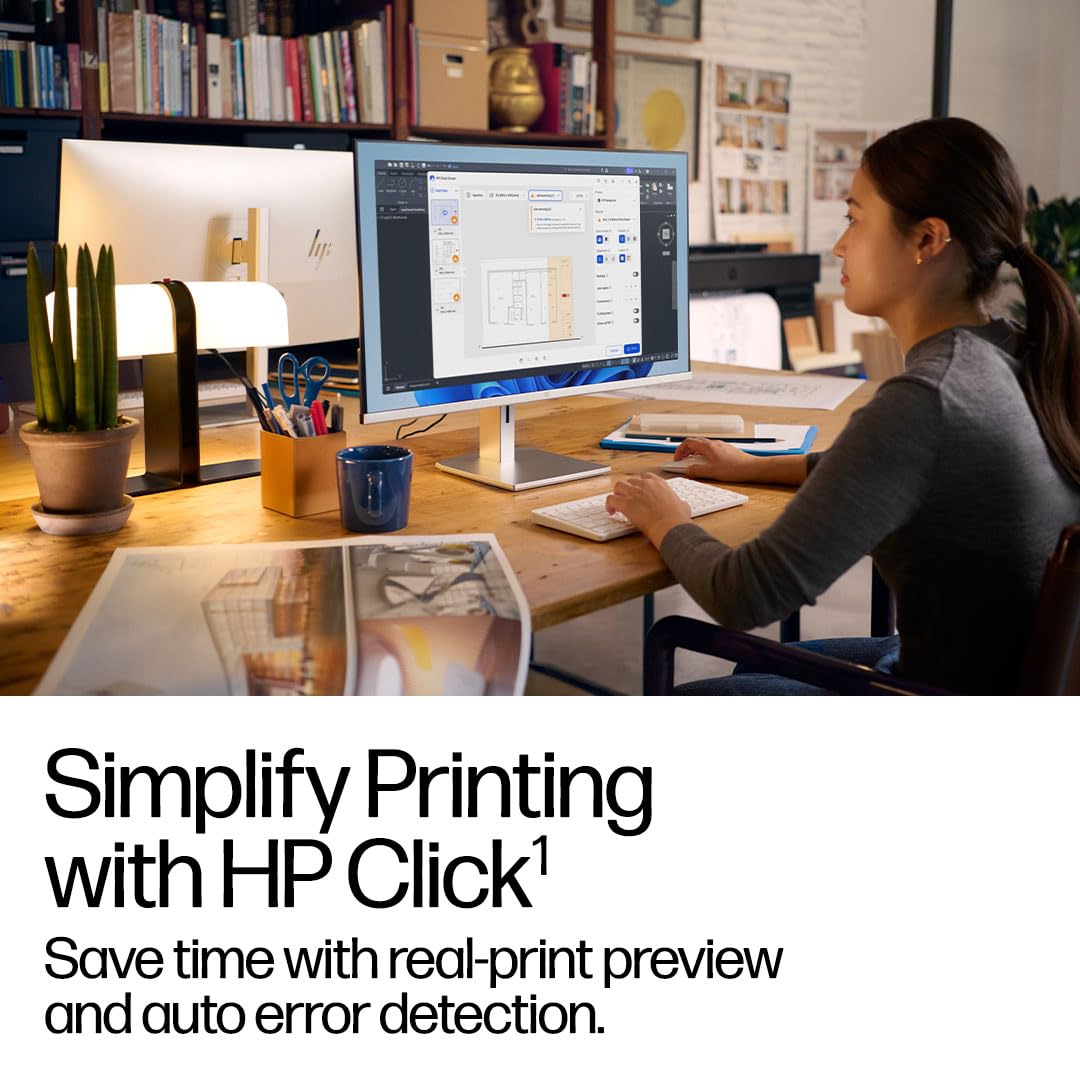 HP DesignJet T870 Large Format 24-inch Plotter Printer, for Easy & Secure Multi-Size Prints. Includes 2-Year Care Pack with Onsite Support (AM0X9H)