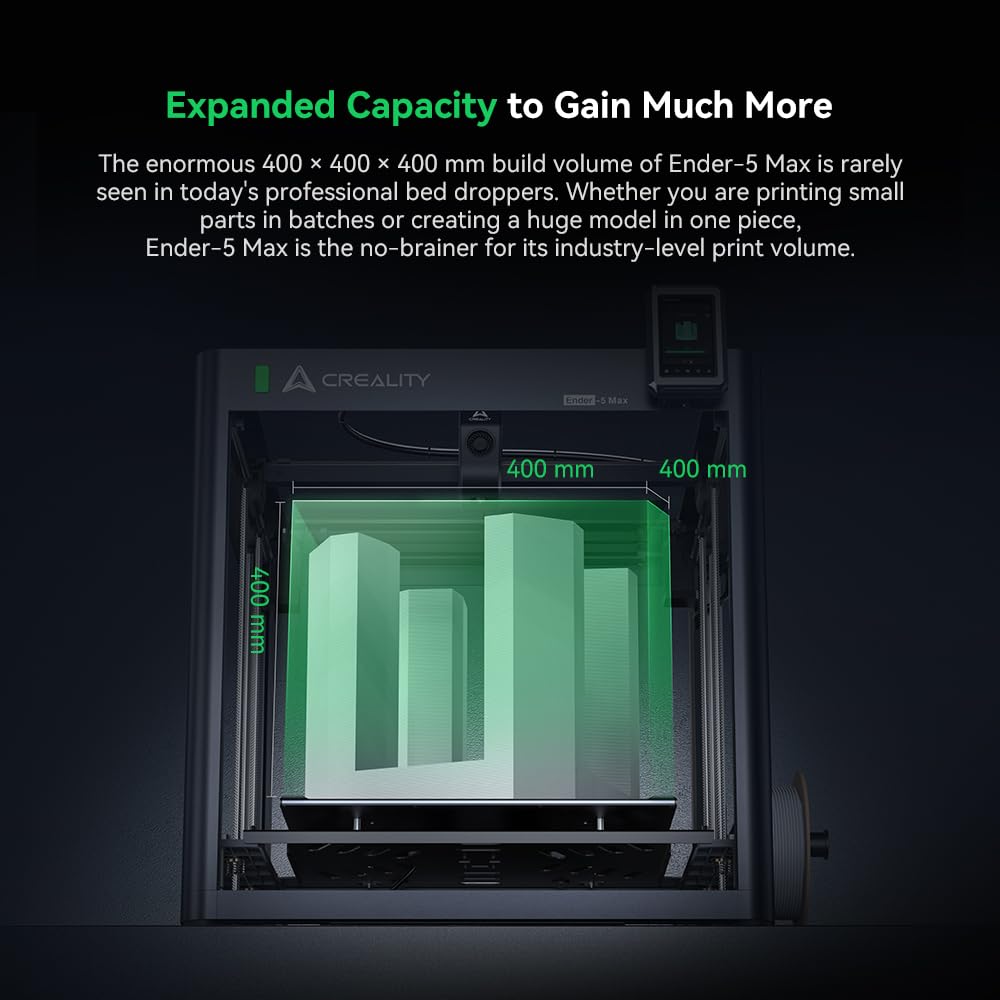 Creality Ender 5 Max 3D Printer 400×400×400mm Large Build Volume, 700mm/s Fast Printing Speed, 64-Point Auto Leveling, All-Metal Frame & Dual Gear Extruder, Multi-Printer Control Over WLAN