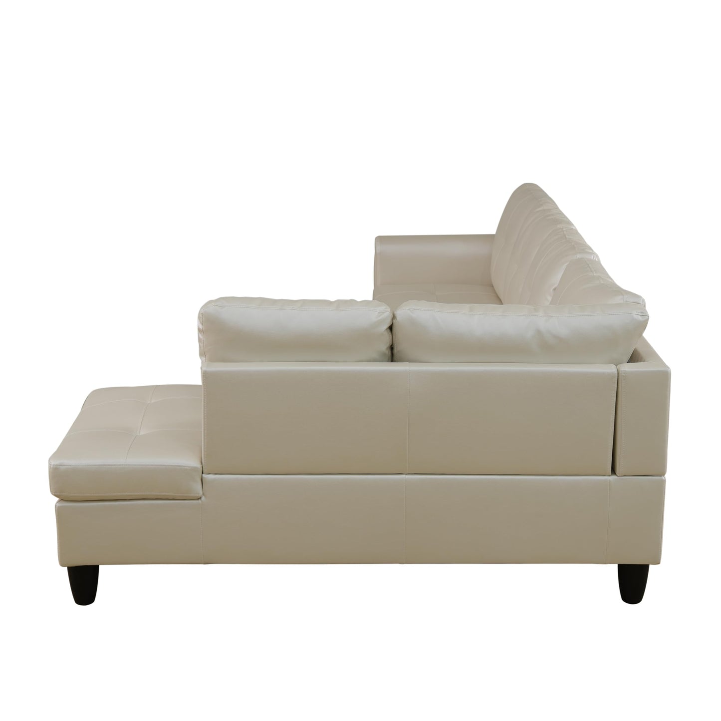 NicBex 2 Piece Set Modular Sectional Sofa,Modern Faux Leather Living Room Sofa Set,Sectional Sofa Set with Sofa and Chaise,Modular Sofa with Comfortable Wide Seats and Cushions,Peaerl White