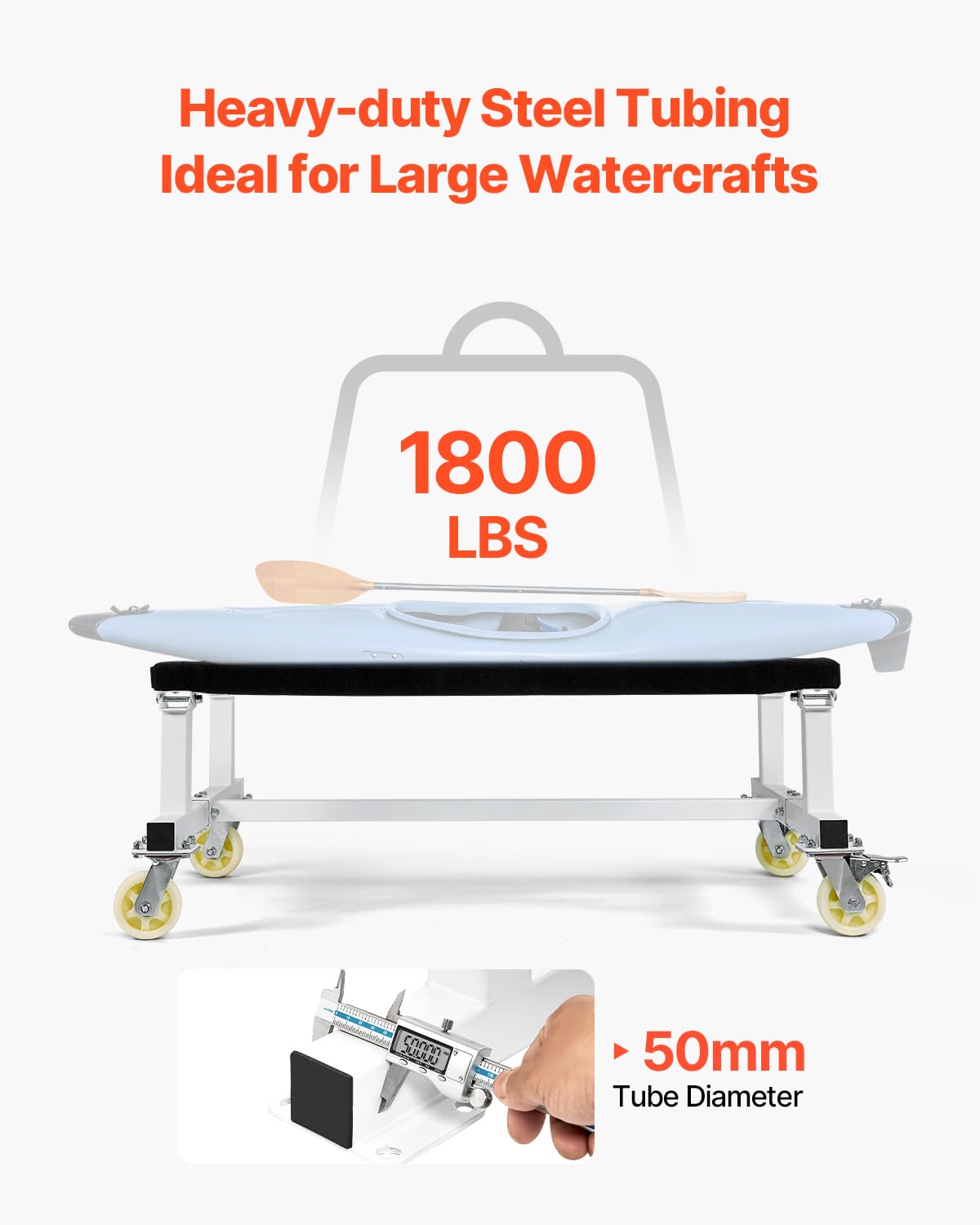 VEVOR Watercraft PWC Dolly, 1800 lbs Load Capacity, Jet Ski Stand PWC Cart for Moving Watercraft, Adjustable Bunks with 4 Casters & 2 Brakes, Heavy-Duty Jet Ski Cart for Kayaks, Jet Skis, Speedboats