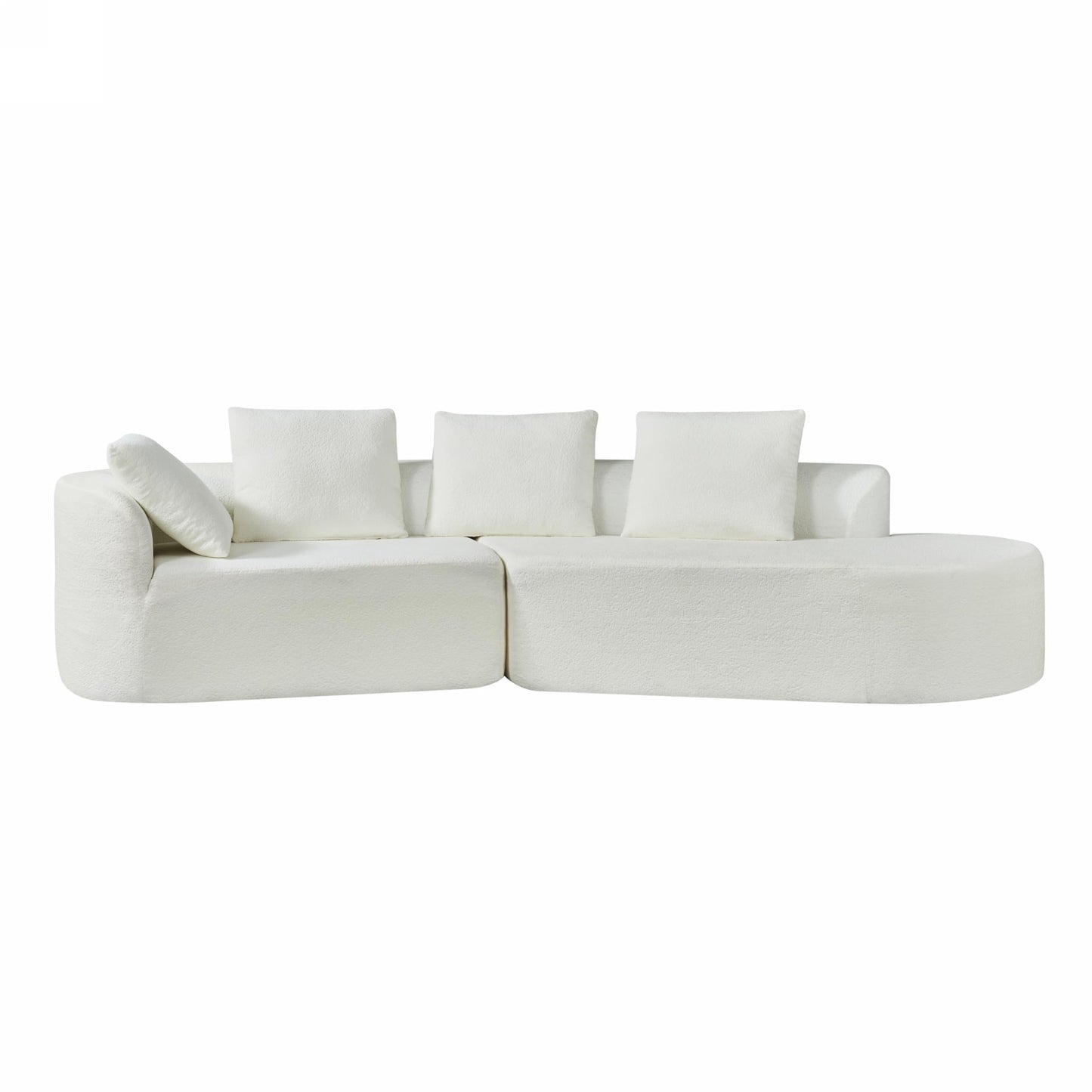 Christopher Knight Home 116" Modern Curved Sectional Sofa 2 Piece Set with Chaise Lounge, High-Density Compressed Sponge Couch, Fully Assembled Right Hand Facing Sofa for Living Room Lounge, Beige