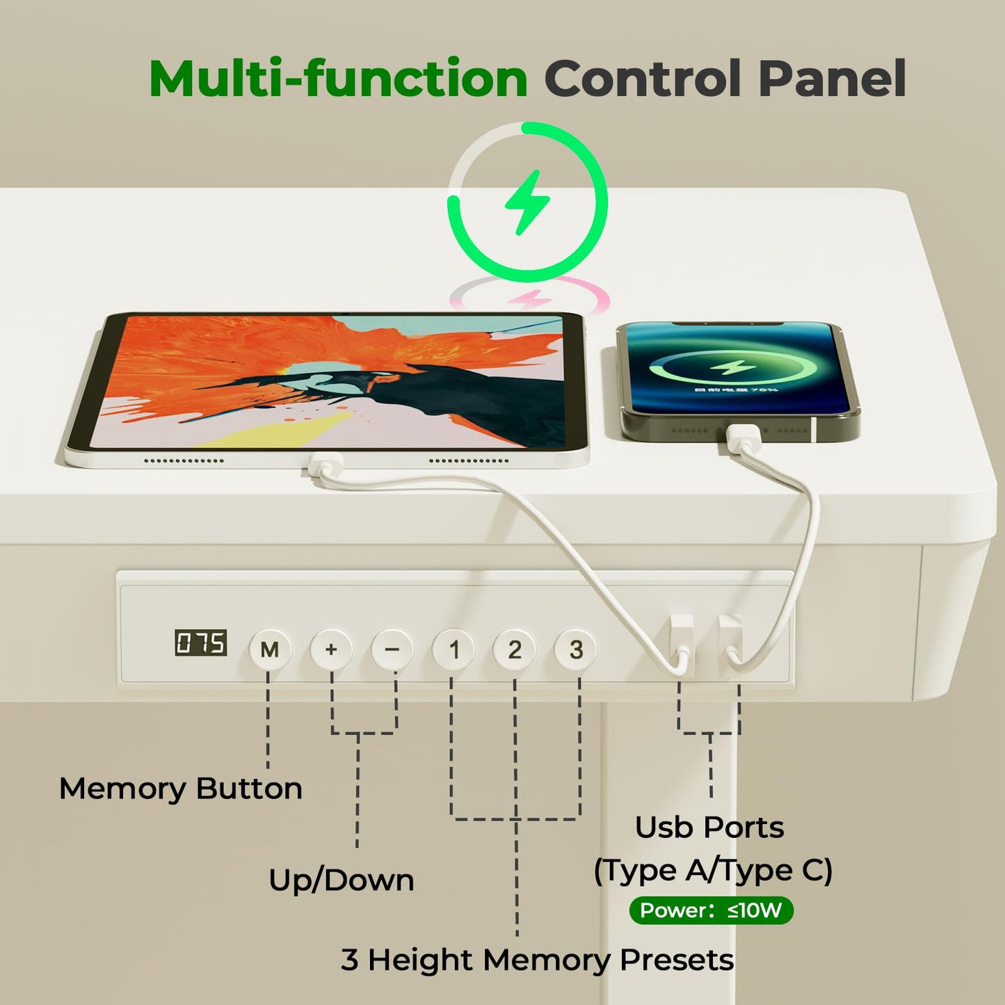 JYLH JOYSEEKER Electric Standing Desk with Drawer, 35" x 20" Whole Piece Tabletop Small Sit Stand Desk, Height Adjustable Desk with Storage & USB Ports, Quick Install Home Office Computer Desk, White