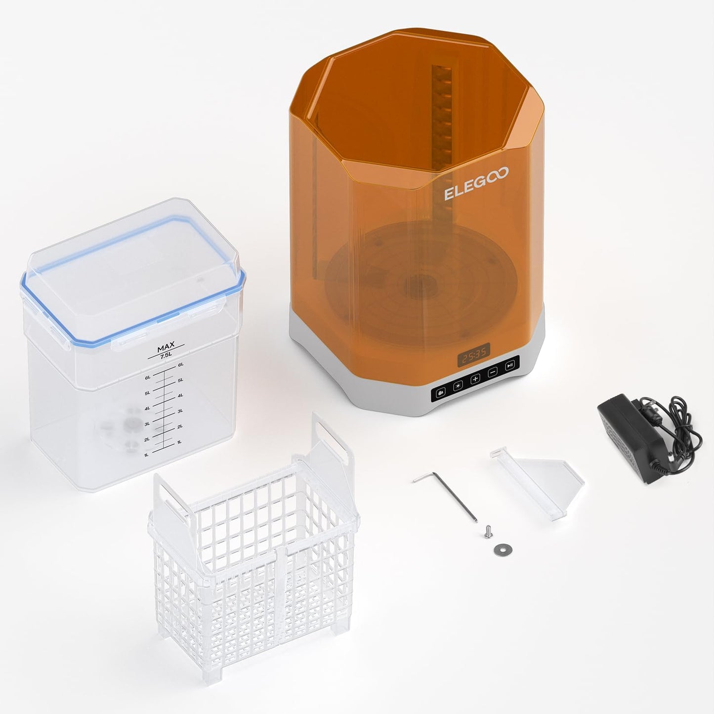 ELEGOO Mercury Plus V3.0 Wash and Cure Station, 7.5 L Large Capacity, Compatible with Mars Saturn Photon Halot MSLA LCD DLP 3D Printers, Washing Size of 9.05"×5.31”×10.24“