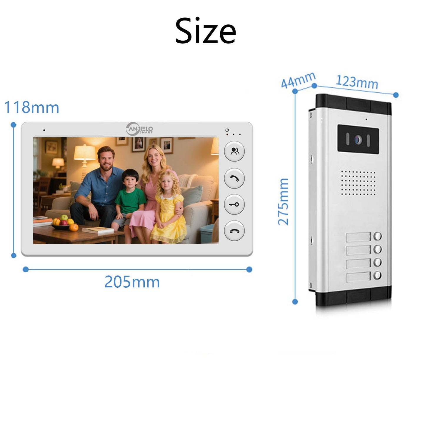 Wired Video Apartment Intercom System,2/3/4/5/6/8/10/12 Units Family 7 inch Monitor Video Door Phone Kit,Indoor Outdoor Video Doorbell,2 Way Audio for Home (1 Doorbell + 4 Monitor)