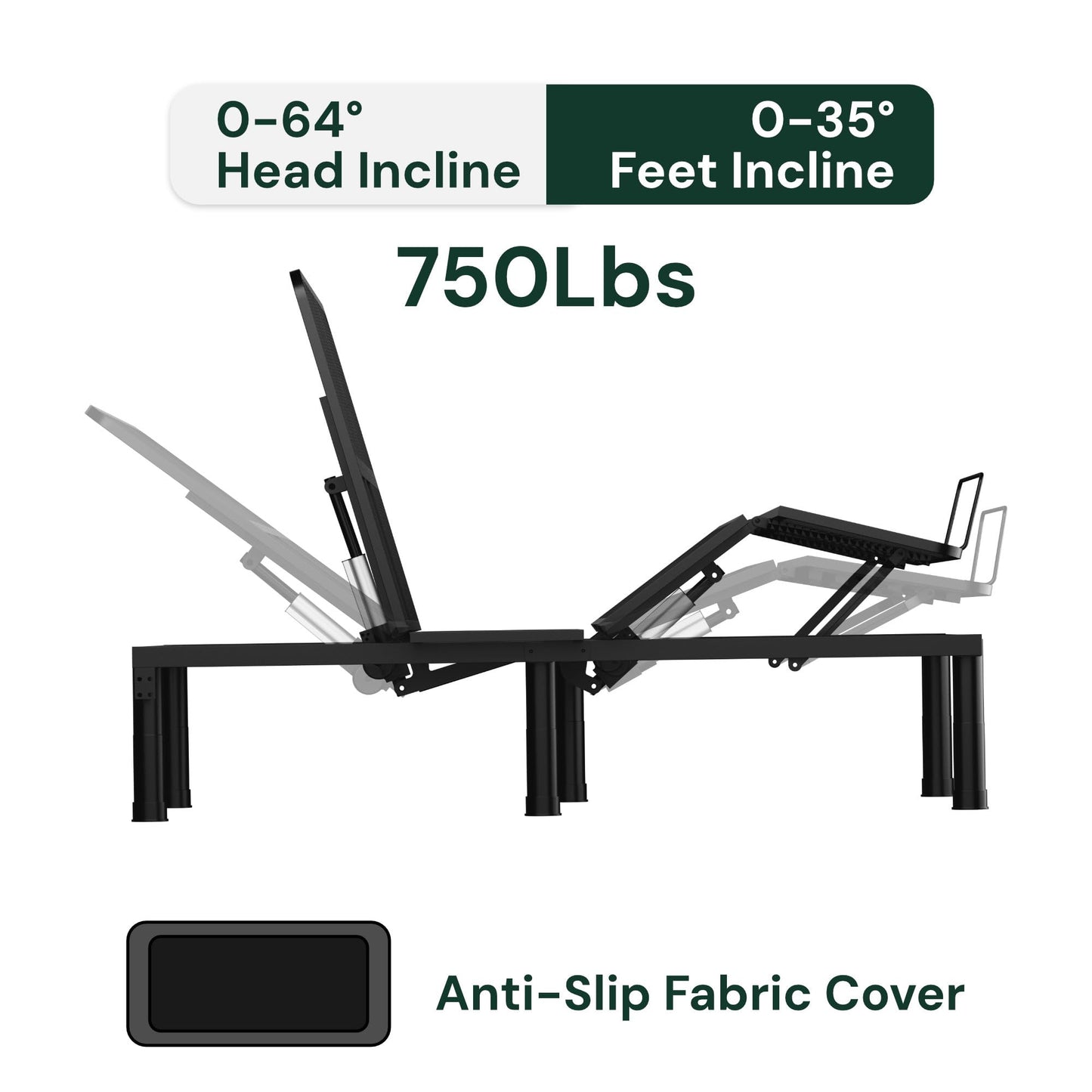 SunsGrove Full Adjustable Bed Frame with Wireless Remote, Zero Gravity, Head & Foot Incline, Anti-Snore, Memory Presets, Quiet Motor, Electric Bed with Adjustable Leg Heights