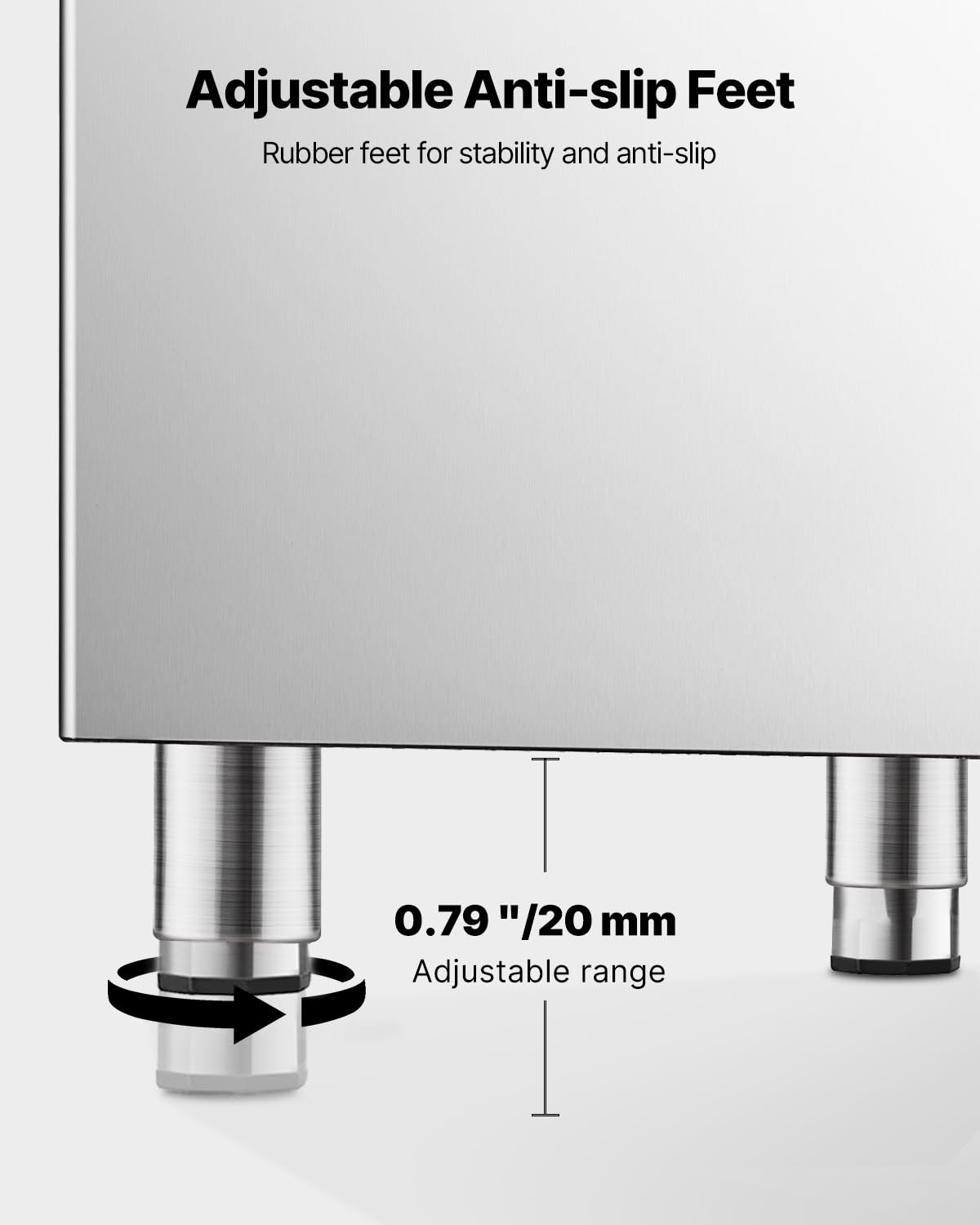 VEVOR Commercial Ice Maker Storage Bin, 300 LBS Capacity Ice-Bin, Commercial Ice Storage Bin with Adjustable Anti-Slip Rubber Feet, Suitable for Restaurant Hotel and Beverage Shops