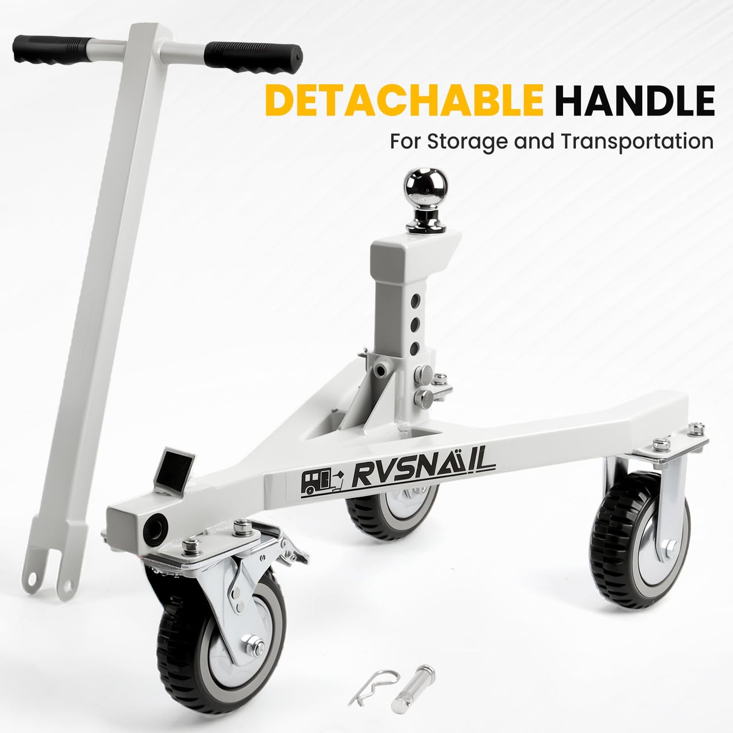 Heavy-Duty Trailer Dolly – 20,000 lbs Load, 3,500 lbs Tongue Weight, 360° Swivel Wheels with Brake, 2" & 2-5/16" Hitch Balls, Manual Trailer Mover for RV, Boat, Camper, Jet Ski, Motorcycle