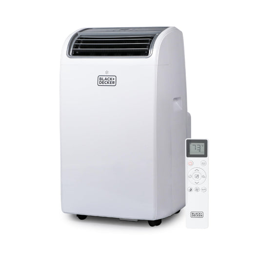 BLACK+DECKER Portable Air Conditioner,14,000 BTU Cooling, 12,000 BTU Heating for Rooms up to 700 Sq. Ft., Smart AC Unit with Follow Me Remote, BPACT14HWT, White