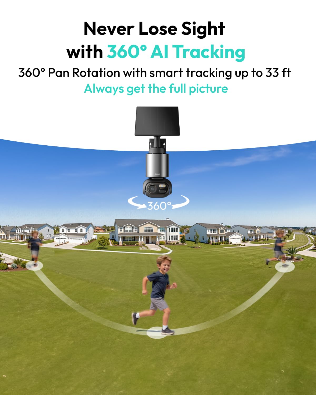 BOTSLAB 4K Security Cameras Wireless Outdoor, No Subscription, 4 Cam-Kit,Solar Camera for Home Security with Full Color Night Vision,32GB Local Storage Base Station,AI Recognition,360° PTZ,2.4GHz WiFi