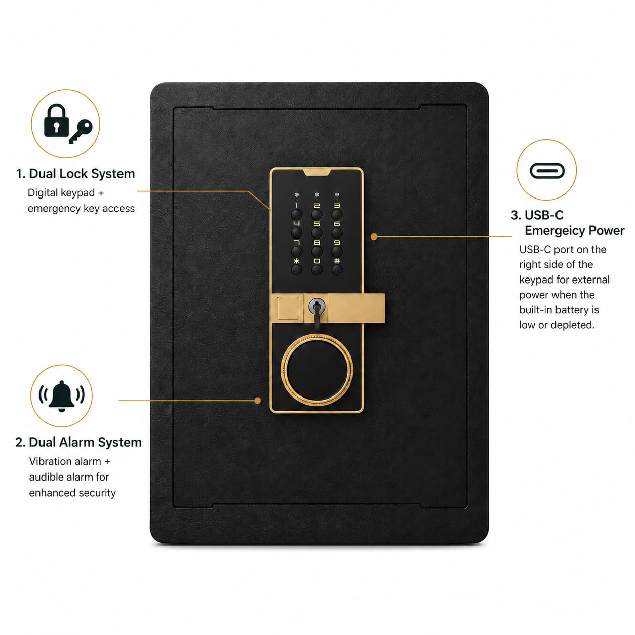 Safe Box, 17.7" Tall 1.4 Cubic Feet Home Office Safe with Built-in Safe Compartment, Security Cabinet Safe for Money Cash Valuables, Digital Electronic Keypad, Dual Alarm System, Removable Shelf