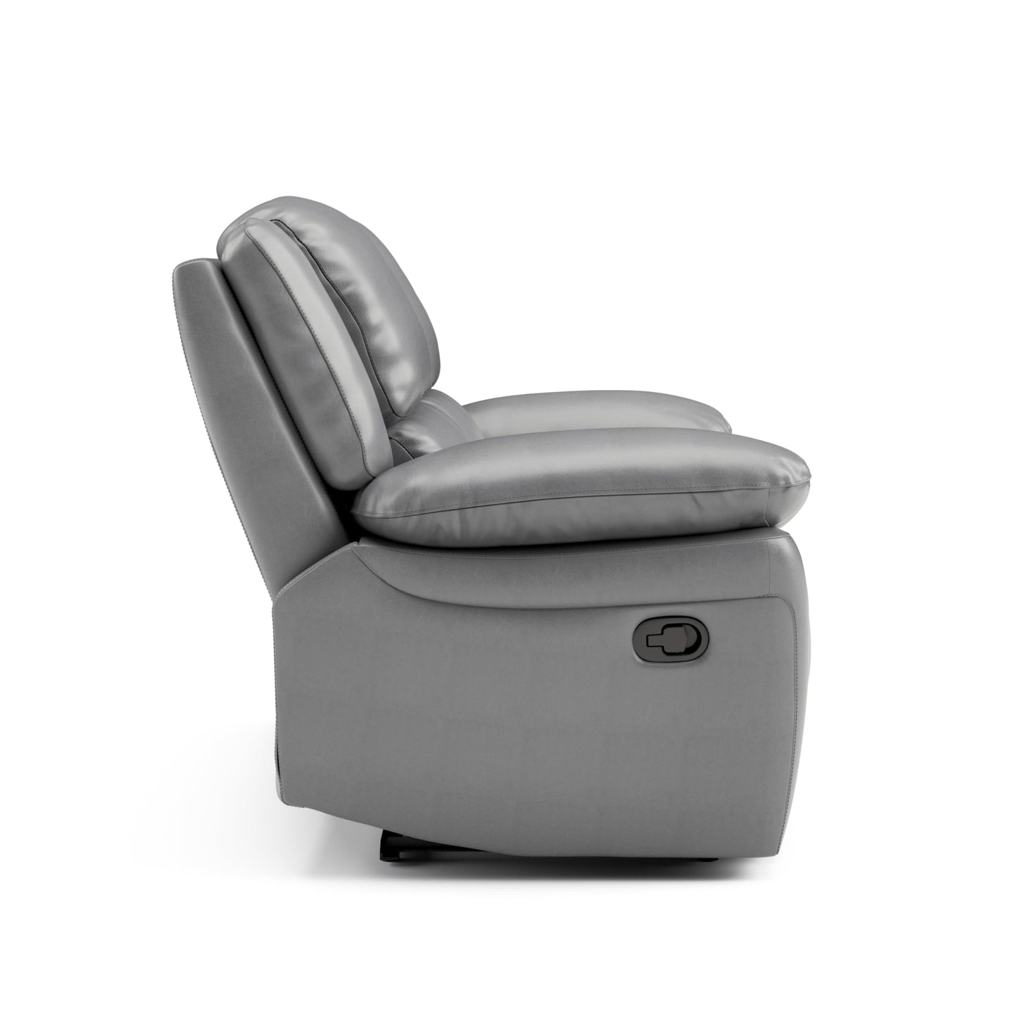 Furniture of America Sorin Modern Leather Recliner Sofa with Pillow Armrests and High Density Foam, Reclining Sectional Couch for Living Room, Office, Home Theater, FSC Certified, Dark Gray