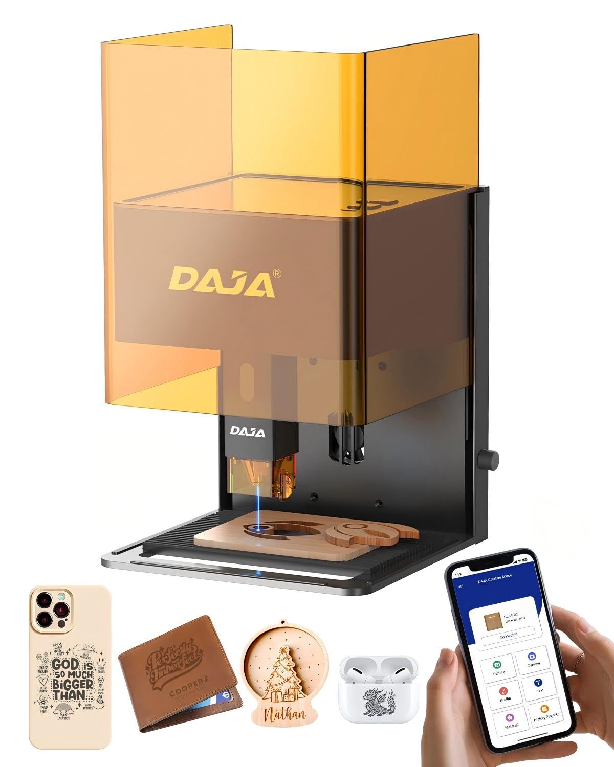 DAJA DJ6Pro Enclosed Laser Engraver Machine Desktop Laser Cutter with Rasiers support Lightburn for DIY beginner-friendly (5W)
