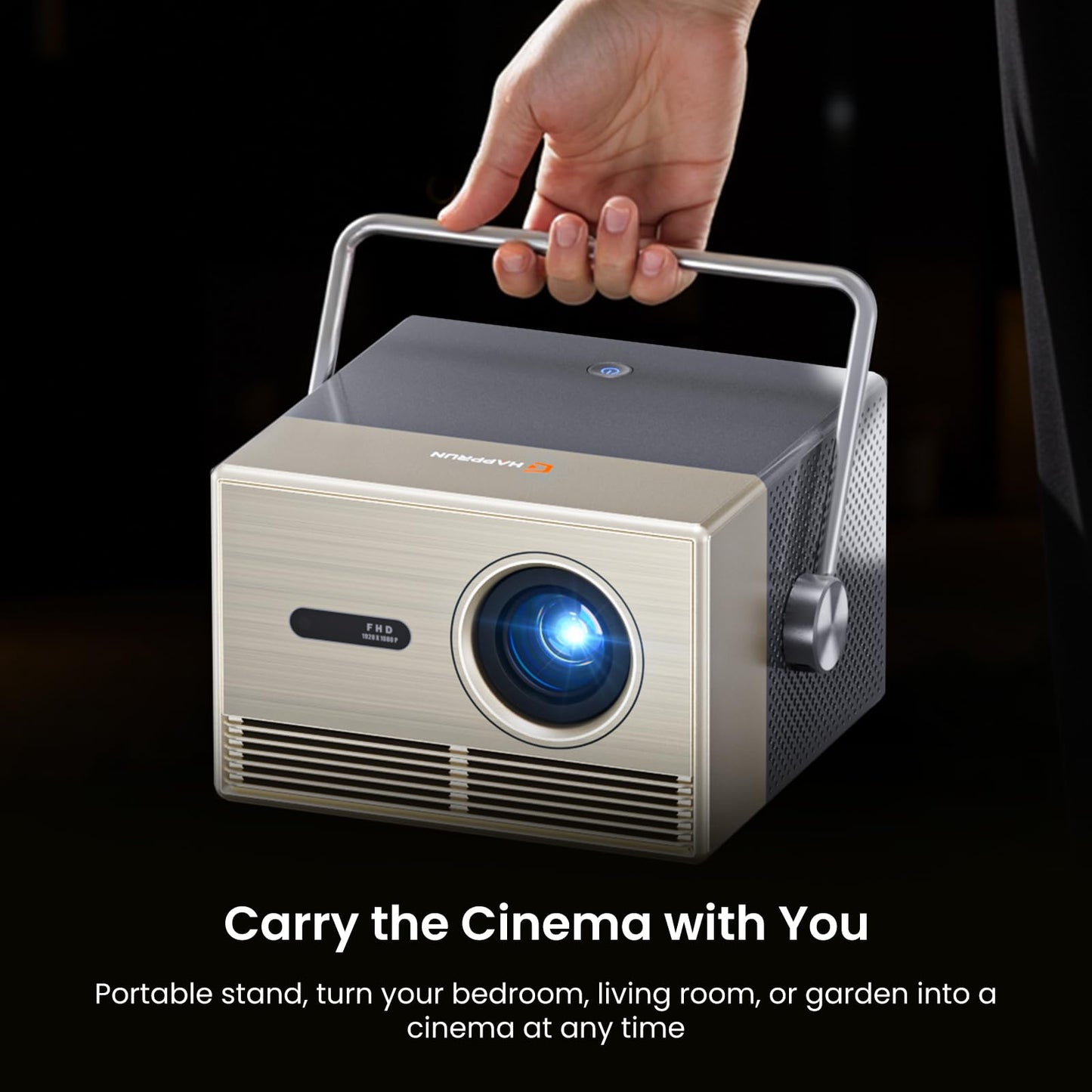 2000 ANSI Official Licensed Google TV Outdoor Projector 4K Full HD, Smart Projector with Wifi and Bluetooth, Auto Focus, Dolby Sound,Built-in Apps,HAPPRUN Indoor Home Theater for Phone/TV Stick/PC/PS5