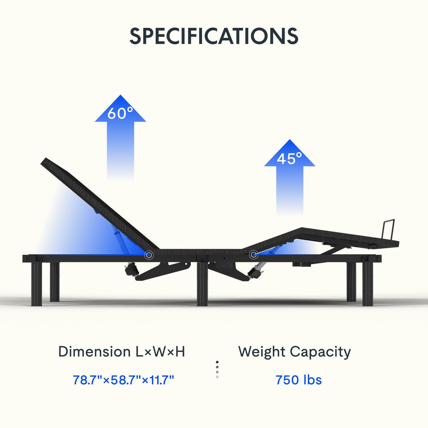 FLEXISPOT Adjustable Bed Frame Bases Queen, Massage, Zero Gravity, Memory Postions, Quick Assembly, Whisper Quiet Durable Motor, Adjustable Leg, Underbed Light, Wireless Remote, 750Ibs.