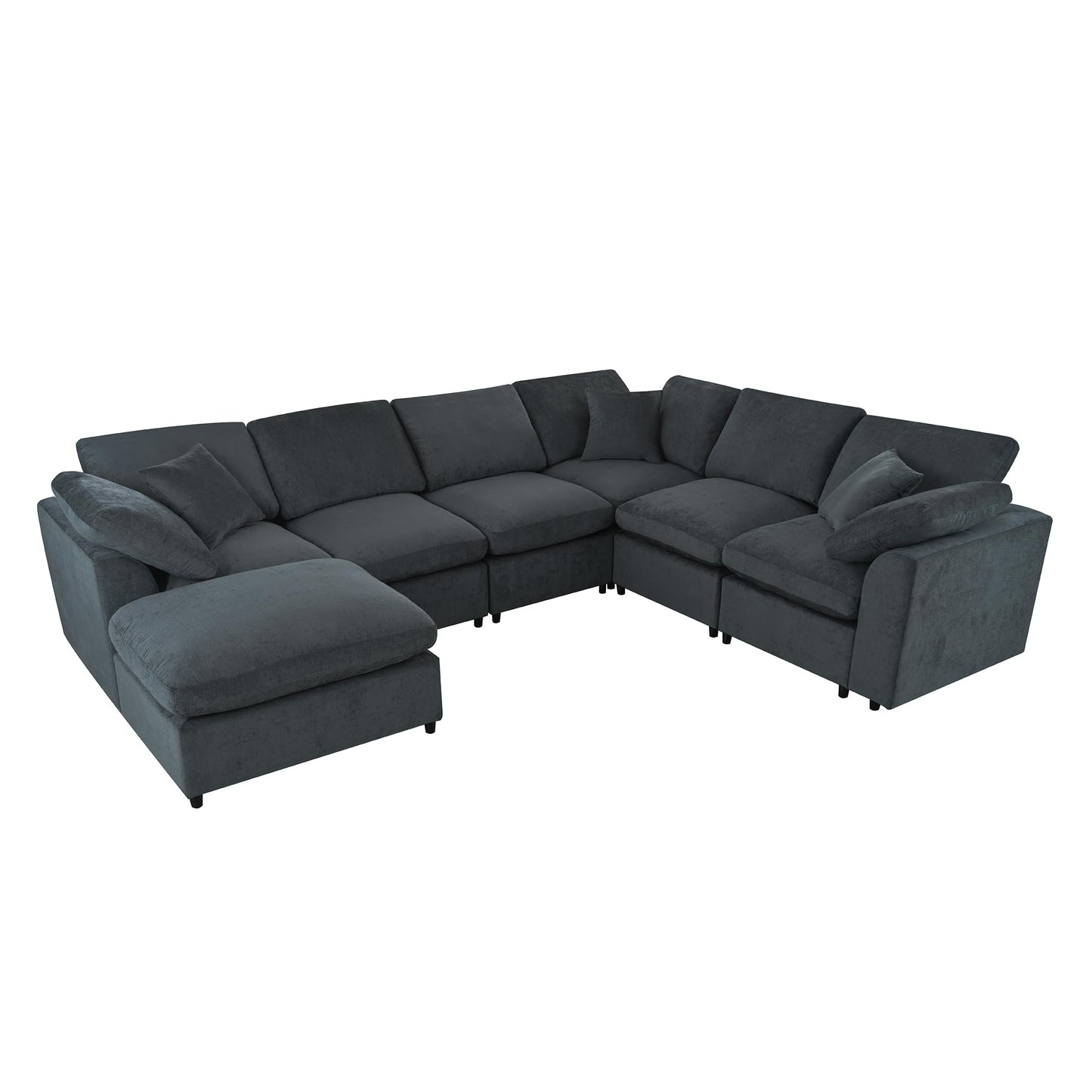 124.8" W Modular Sectional Sofa L Shaped Modern Couch with Ottoman, Deep Seat and Wide Chaise for Living Room, Gray