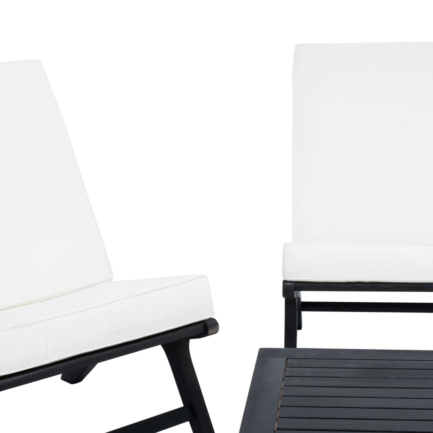 SAFAVIEH Outdoor Collection Chaston Black/Beige Cushion 4-Piece Conversation Patio Set