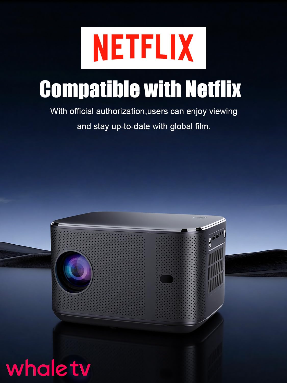 Polaring Native 1080P Projector with Official Licensed Netflix, 4K Supported Smart Movie Projector with WiFi and Bluetooth,Auto Focus/Keystone, Sealed Optical Engine for Home Theater & Bedroom
