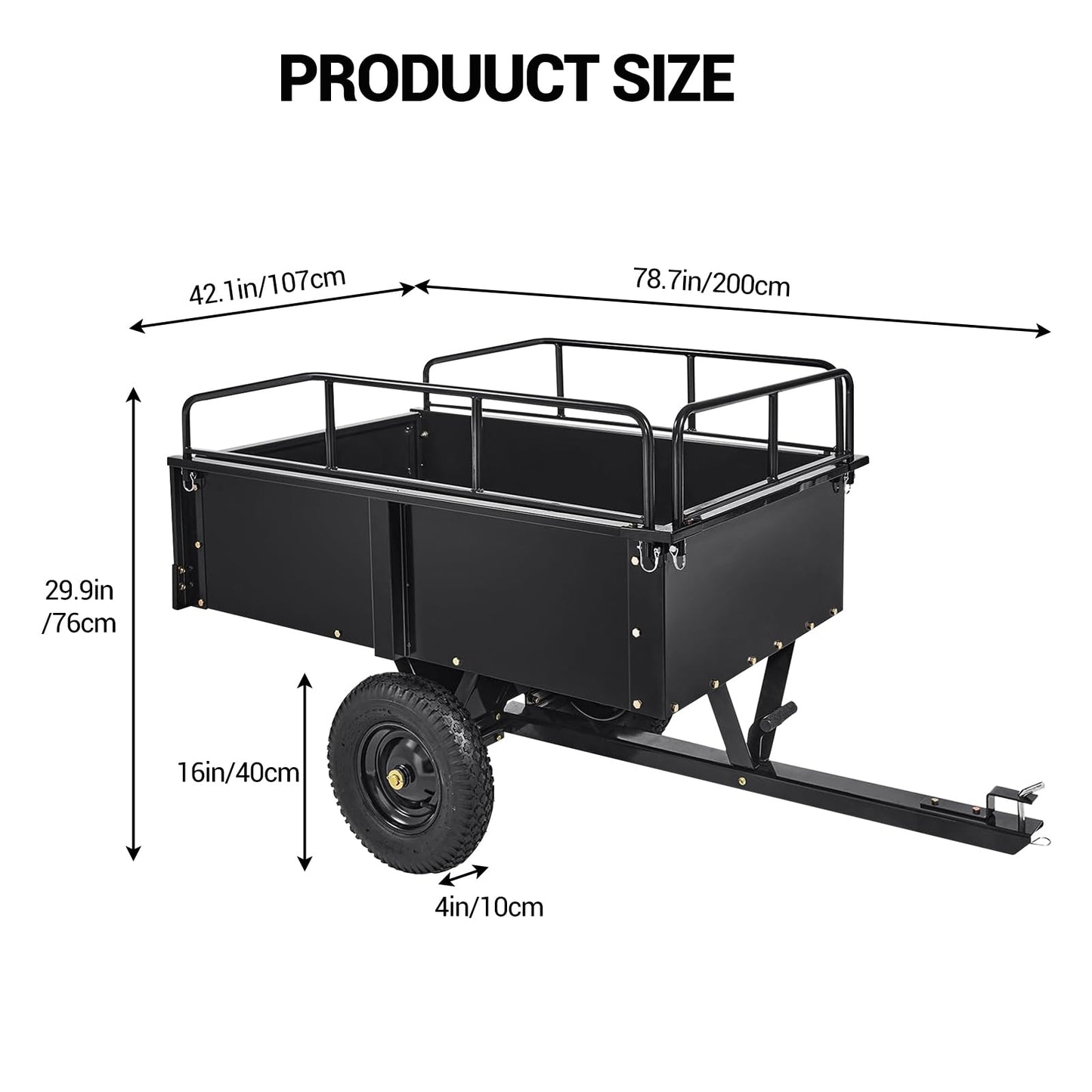 GarveeLife 750 LBS Garden Utility Trailer, 15 Cubic Feet Heavy Duty Steel Dump Cart Feetwith Removable Sides,Hand Pull or Foot Pedal Garden Cart for ATV, UTV, Lawn Mowers and Tractors