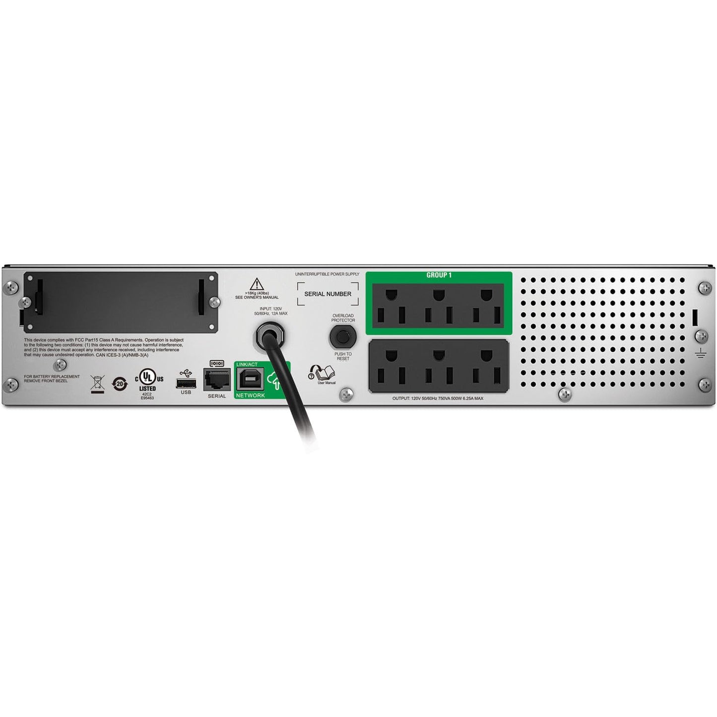 APC Smart-UPS, SMT750RM2UC 2U Rack Back-UPS, 750 VA Backup Battery Power Supply, 6 x NEMA 5-15R, SmartConnect Port, SmartSlot, AVR, LCD Screen Bundled with 16GB USB Storage