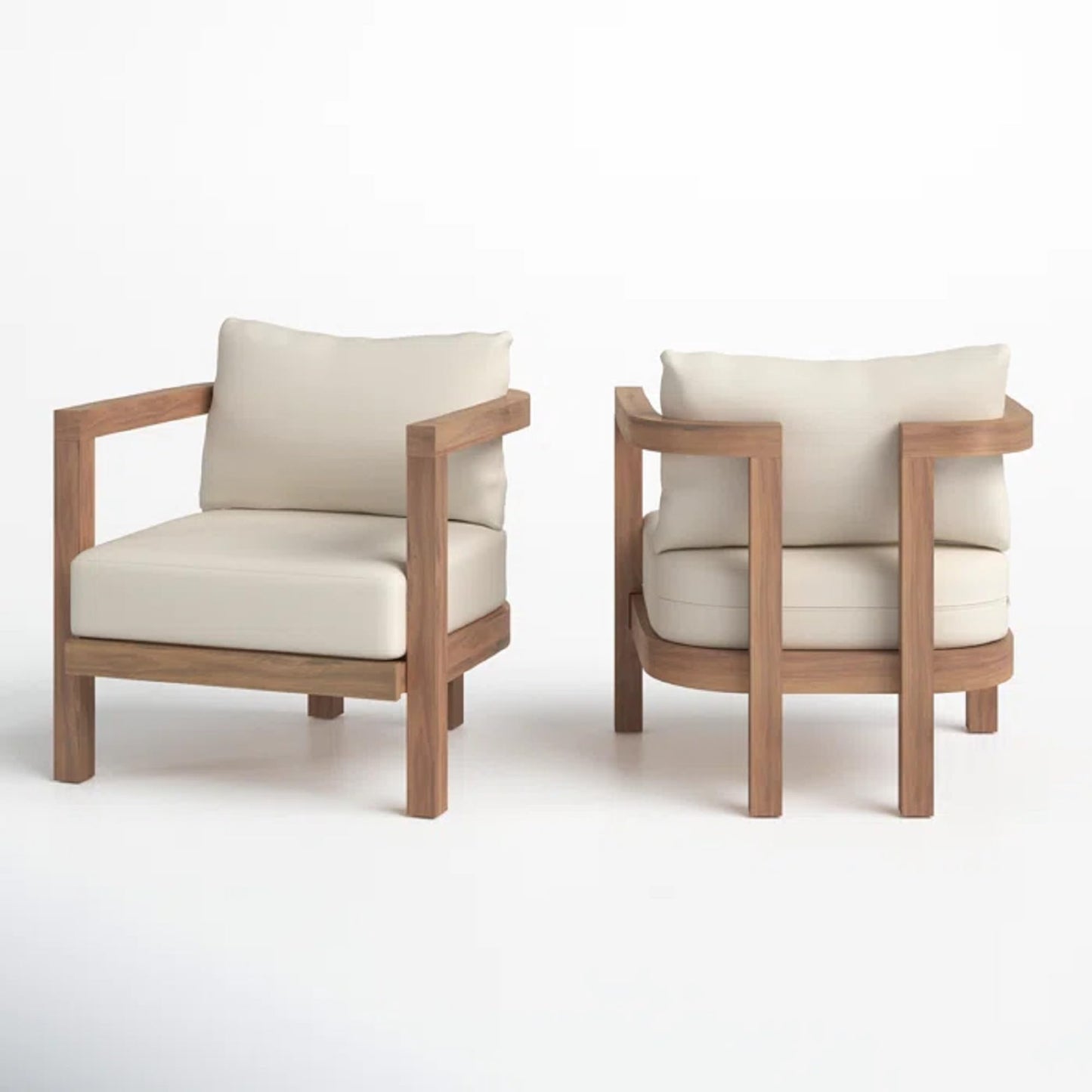 Merax Set of 2 Outdoor Acacia Wood Club Chair with Cushion,Patio Furniture Conversation Set for Backyard