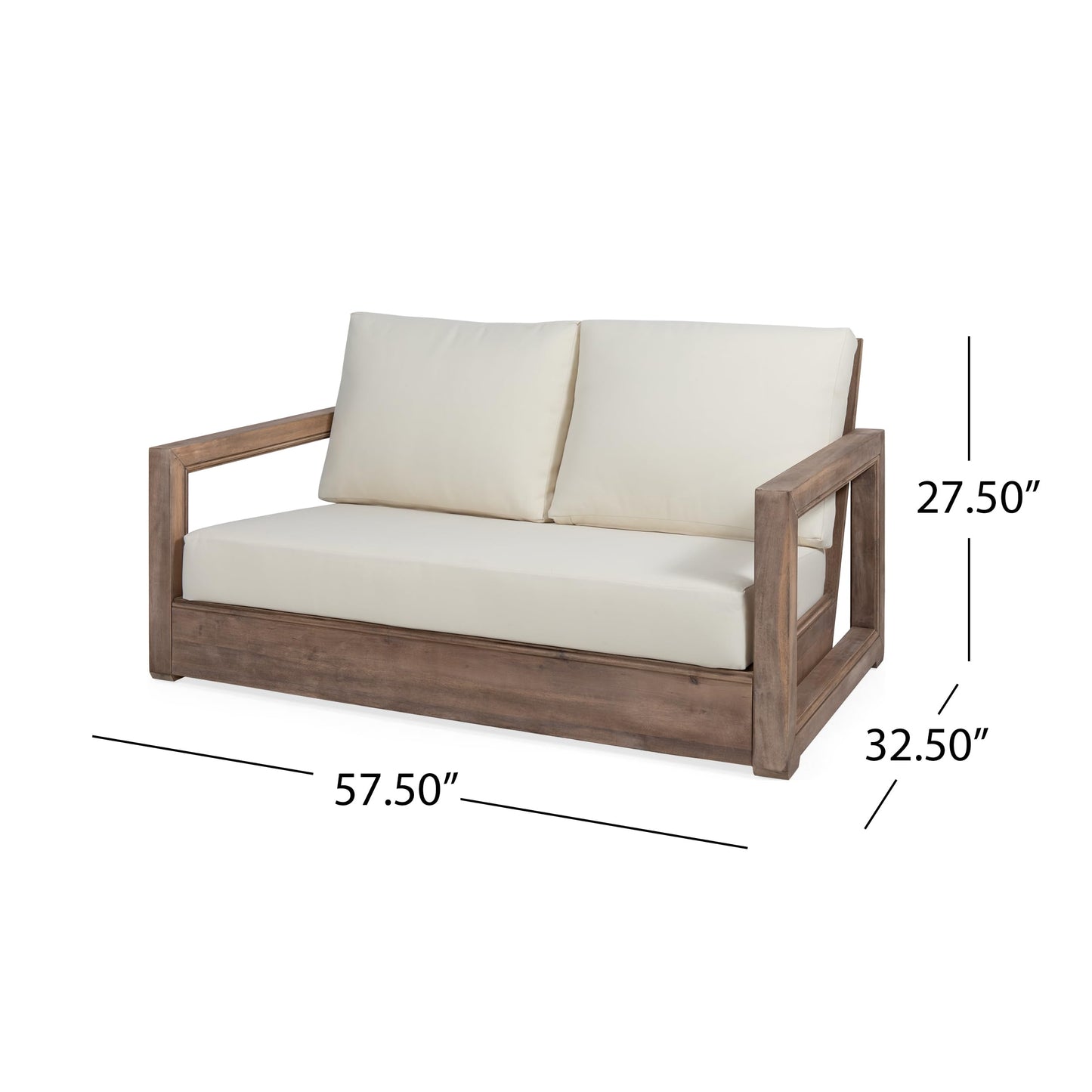 Christopher Knight Home 5-Piece Patio Furniture Set, Acacia Wood Outdoor Sofa Set with 3-Seater Couch, Loveseat, 2 Swivel Rocking Chairs & Coffee Table, Deep Seat Patio Conversation Set, Brown+Beige