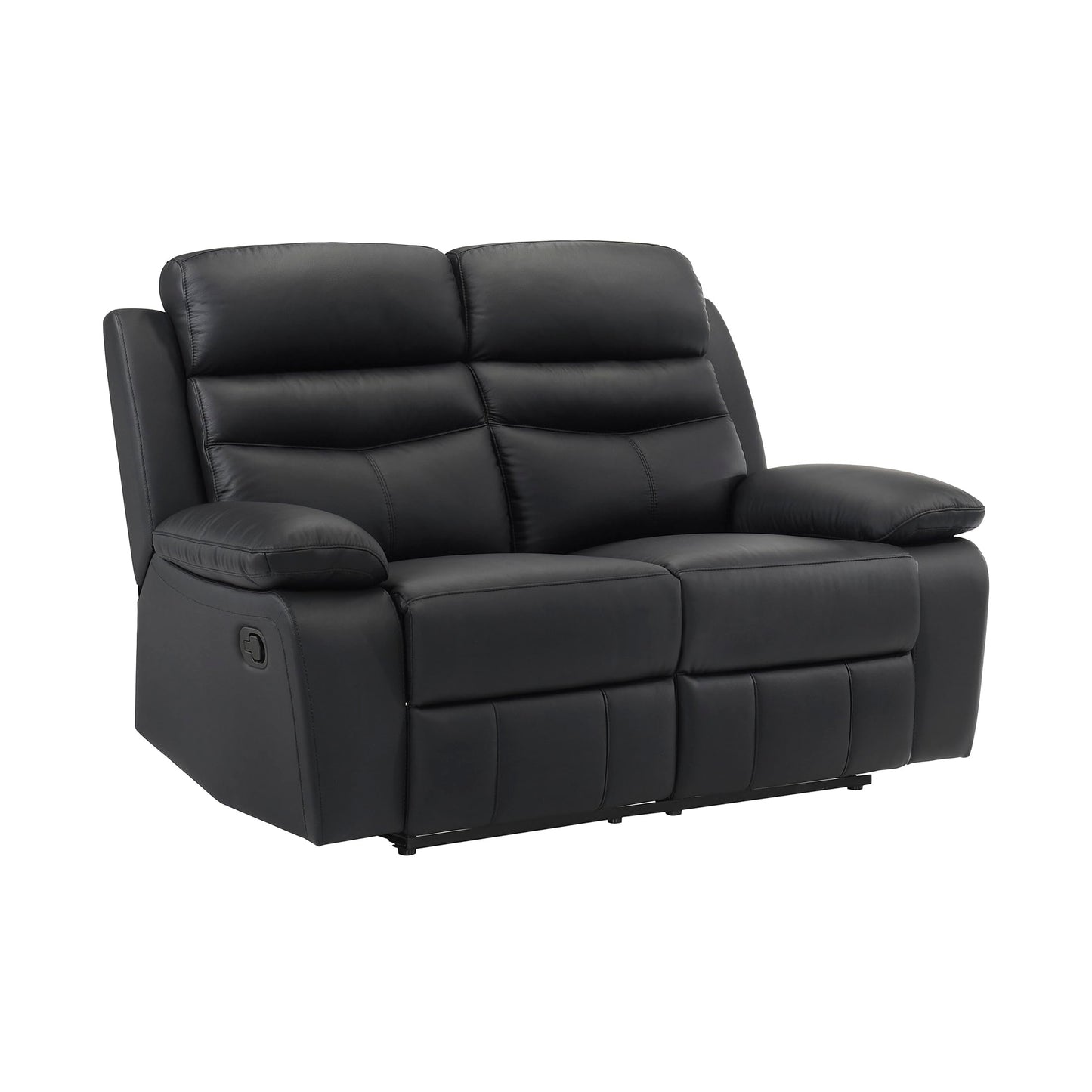 Lexicon 64" W Manual Reclining Loveseat, Top Grain Leather Match Reclining Love Seat, Home Theater Seating, Wall Hugger Recliner Couch, Manual Double Recliner RV Couch for Living Room, Black