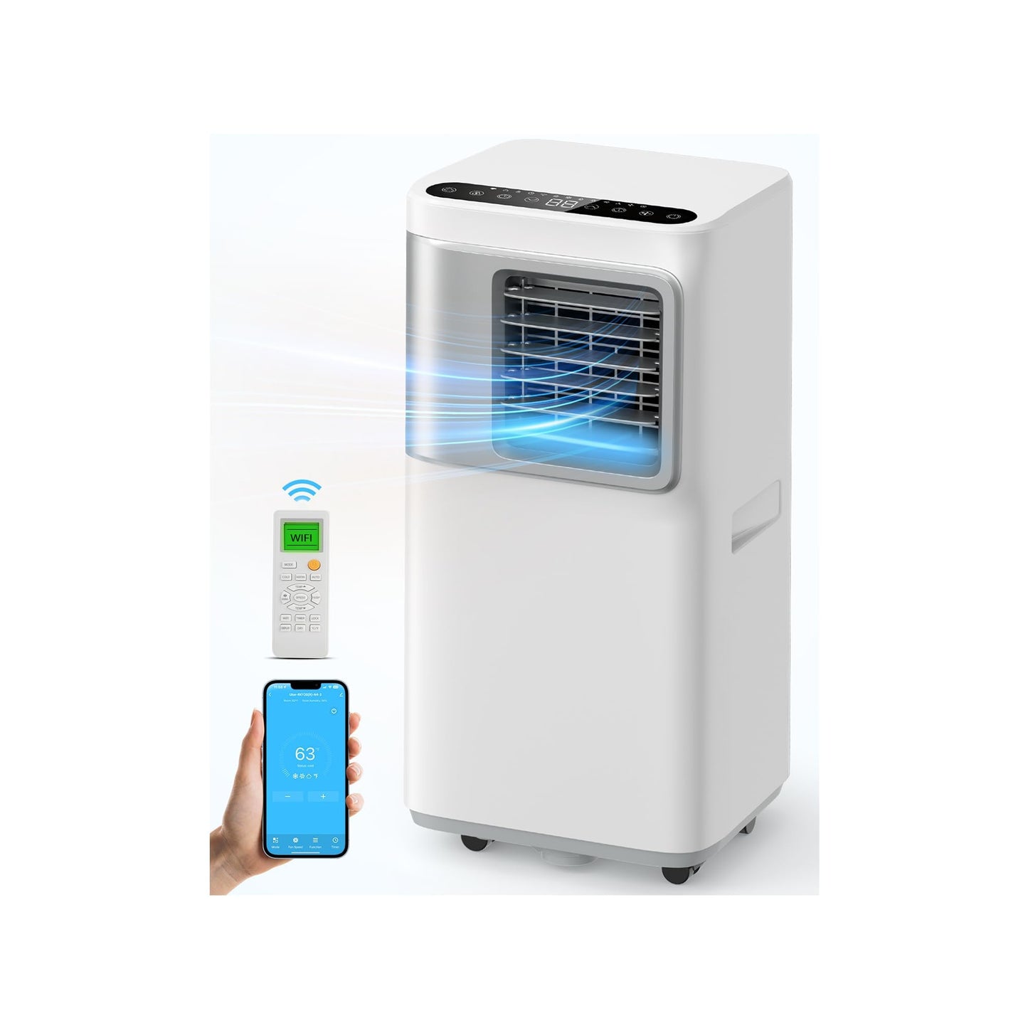 16000 BTU Portable Air Conditioners for Large Room up to 730 sq.ft 5-in-1 Smart AC Unit with WiFi APP/Remote Control, Fast Cooling, Dehumidifier, Quiet Sleep Mode, Window Kit Included