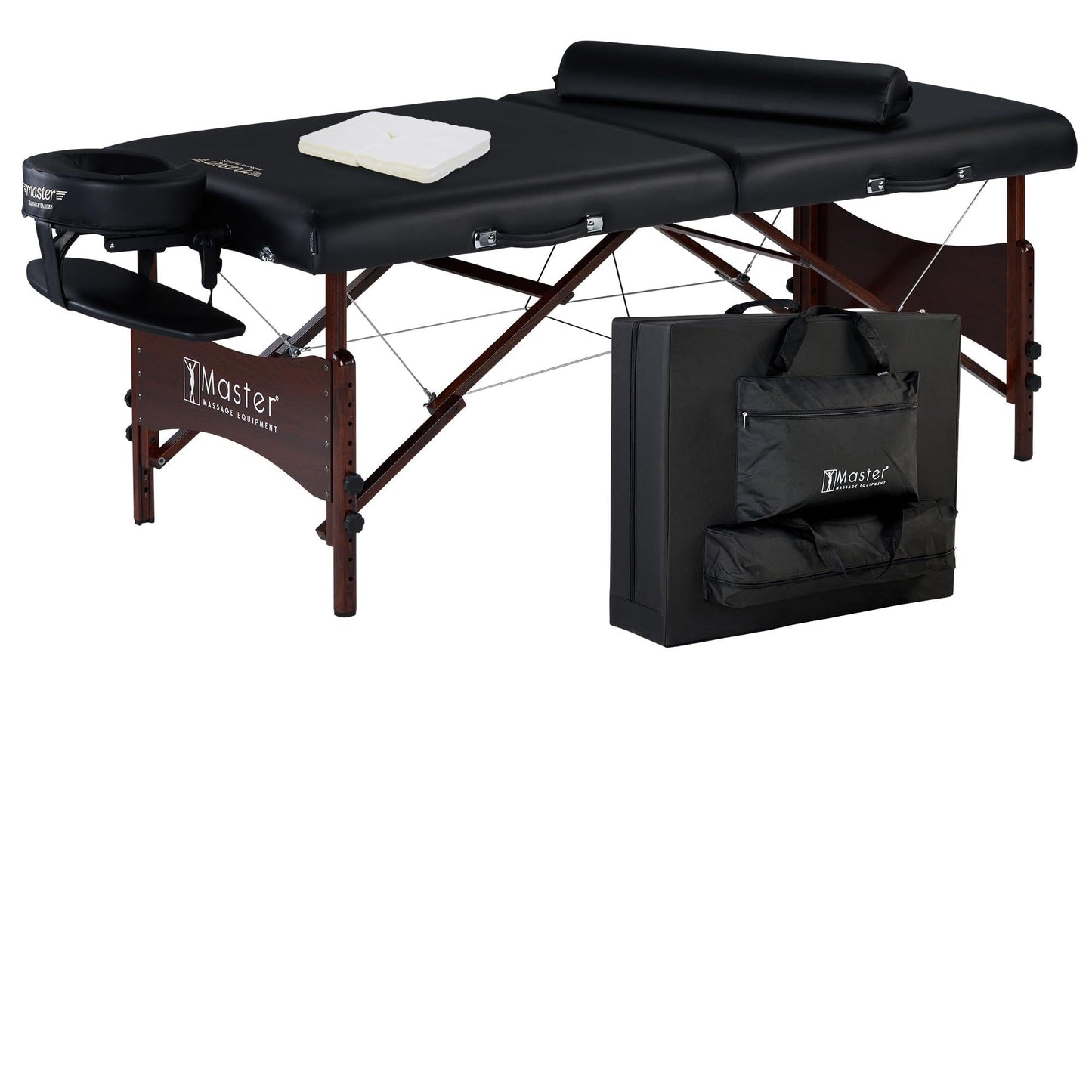 Master Massage 30" Roma II Portable Massage Table Package, 2.5" Cushion, Bolster & Face Cover – Black Beauty, Salon, Lash & Facial Bed