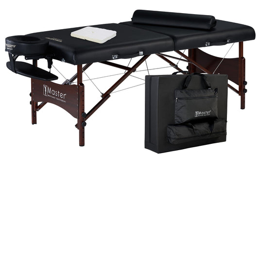 Master Massage 30" Roma II Portable Massage Table Package, 2.5" Cushion, Bolster & Face Cover – Black Beauty, Salon, Lash & Facial Bed