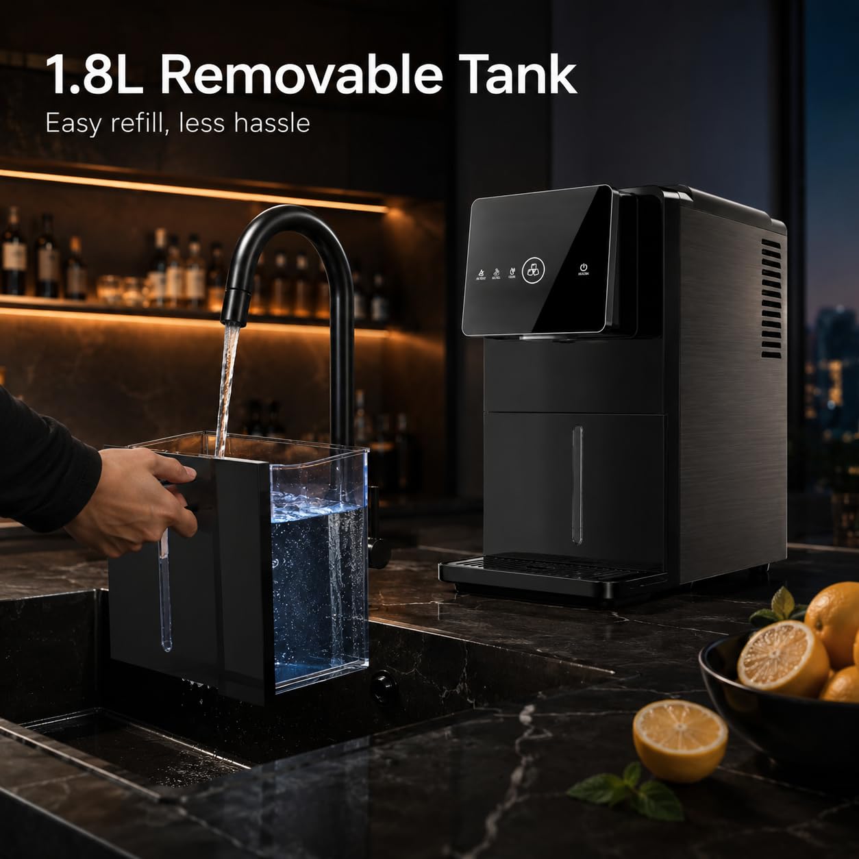 Kismile Nugget Ice Maker Countertop, 33LBS/24H Ice Machine with Soft Chewable Ice, One-Click, Self-Cleaning Function, Stainless Steel Ice Maker with Indicator Lights for Home/Kitchen(Black)