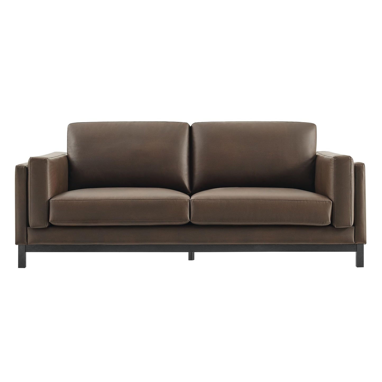 Modway Roscoe 81 Inch Vegan Leather Sofa in Espresso - Comfortable Faux Leather Deep Seat Couch for Living Room, Apartment, or Office Seating