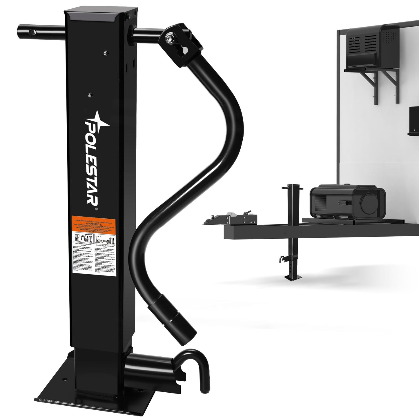 POLESTAR 12000lbs Capacity Heavy-Duty Trailer Jack, Sidewind Square Direct Weld-on Jack, Side Pull Pin with Handle Crank, Adjustable Drop Leg, 26" Travel for Lift Utility Trailer, RVs, Campers, Boat