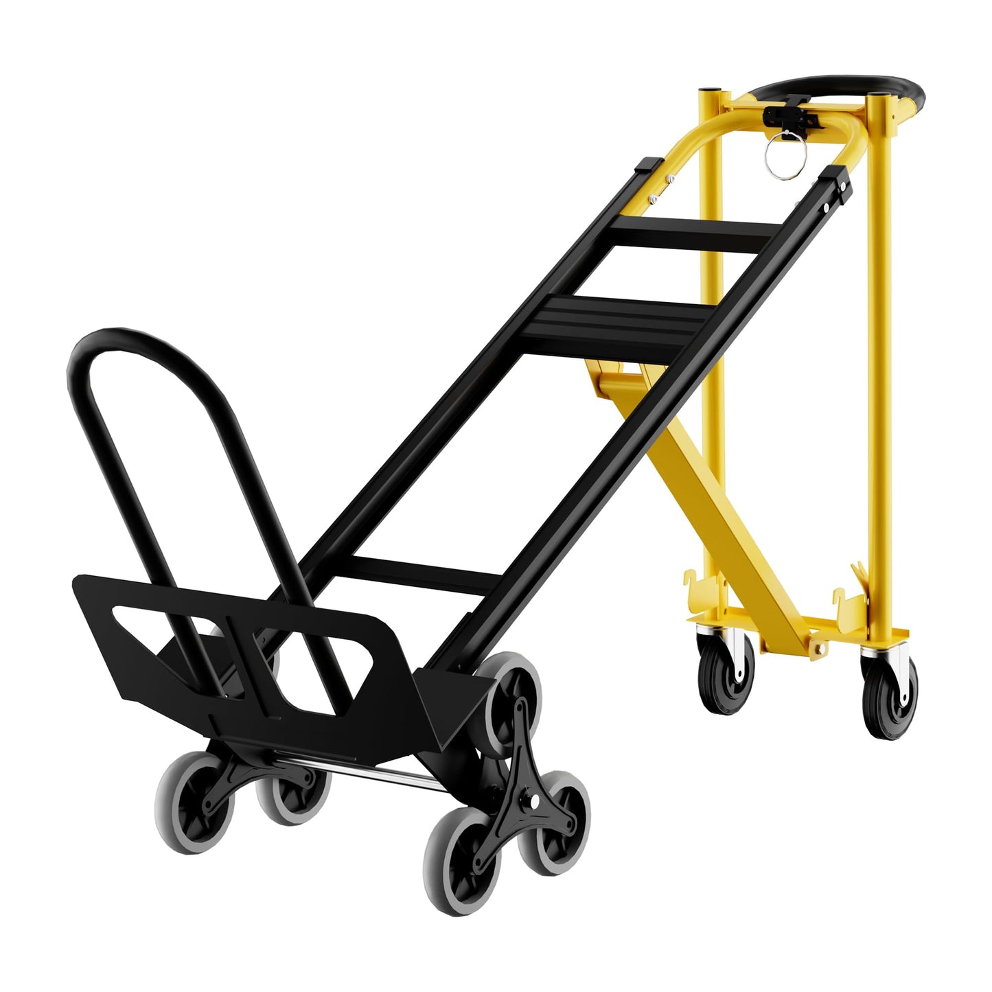 Heavy Duty Aluminum Hand Truck, 3-in-1 Convertible Folding Dolly Cart, Stair Climbing Hand Truck with Wheels, Industrial Platform Trolley for Warehouse, Home, Office & Transport Moving