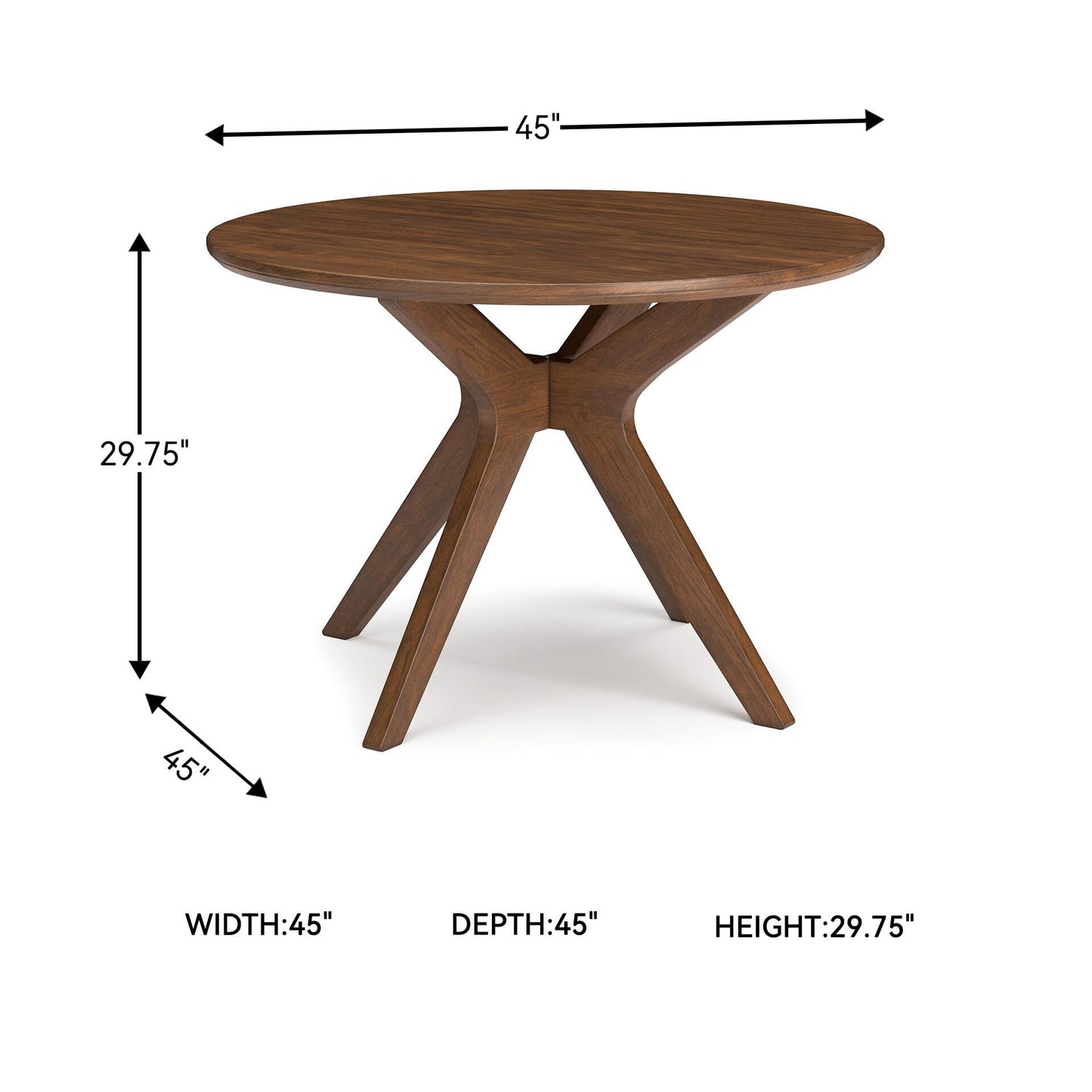 Signature Design by Ashley Lyncott Traditional Round Dining Room Table, Seats up to 4, Brown, 45" W x 29.75" H