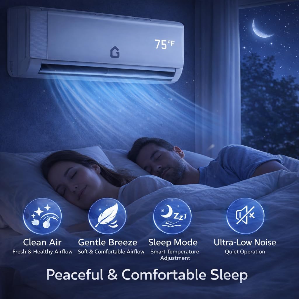 12,000 BTU Mini Split AC/Heating System, Mini Split Air Conditioners, 21 SEER2, Quiet Operation, 115V WIFI Enabled Energy Efficient Mini Split Unit, Installation Kits for Rooms Up to 750 Sq.ft
