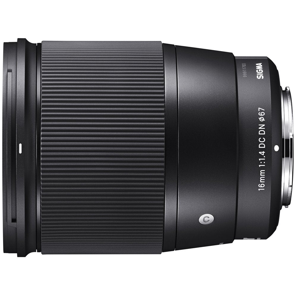 Sigma 16mm f1.4 DC DN Contemporary Lens for Sony E-Mount 402965 with 67mm Multicoated UV, Polarizer & FLD Filter Kit Monopod Photography Backpack Bundle