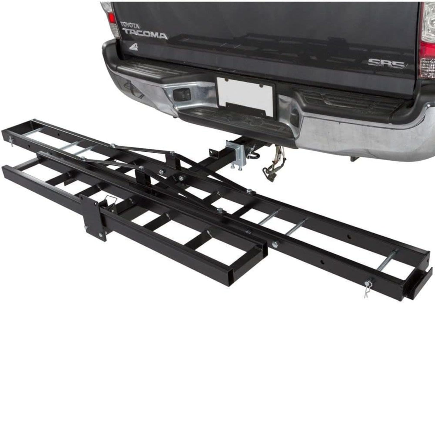 Black Widow Steel Motorcycle Carrier with Ramp for 2-Inch Receiver, 500 lb Capacity - Hitch-Mounted Dirt Bike and Scooter Hauler with Grit-Coated Track and Anti-Rattle Device for SUVs and Trucks