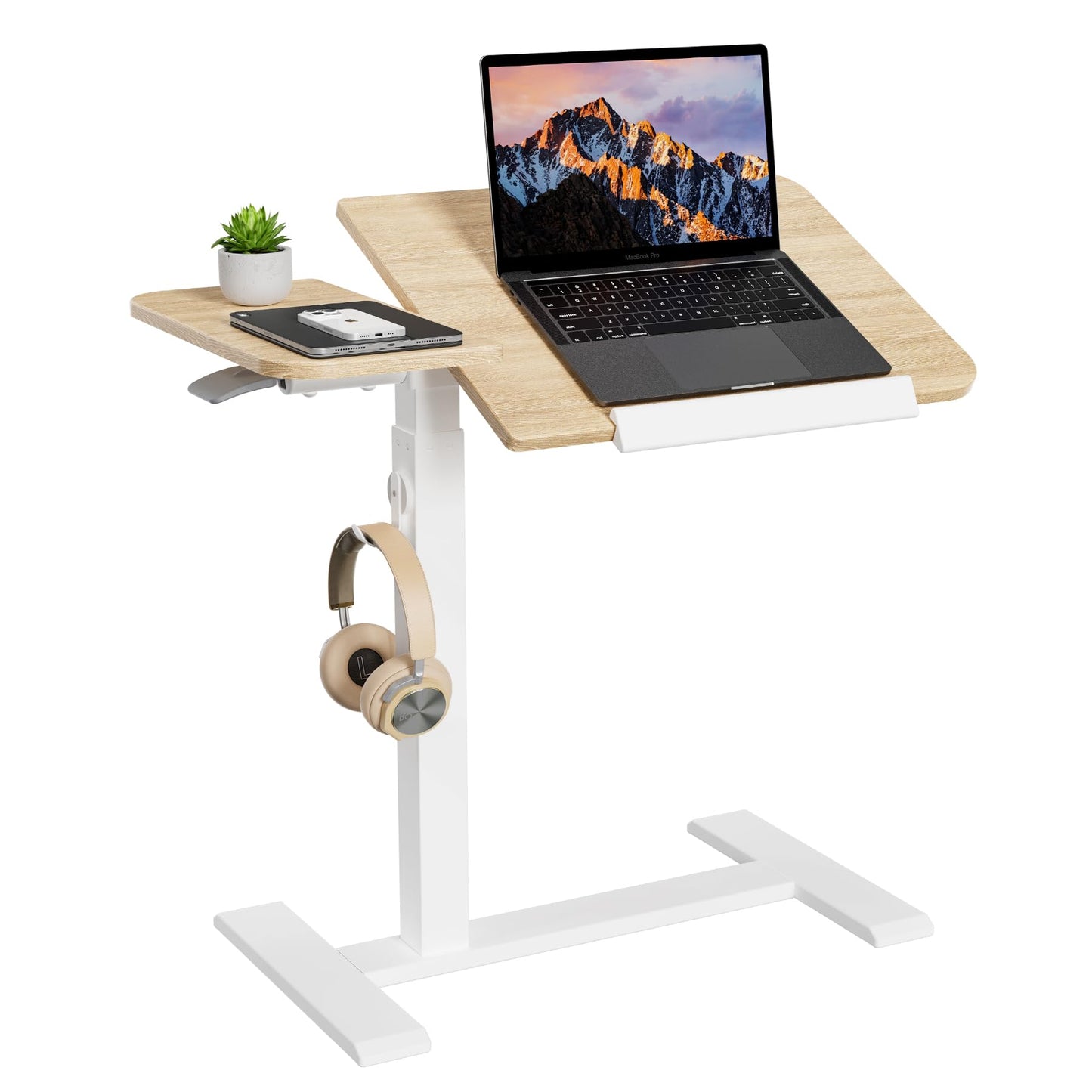 ETHU Overbed Table with Tilting Top, Medical Table with Wheel Height Adjustable - Laptop Bedside Table with Locking Wheels for Hospital, Home, and Office