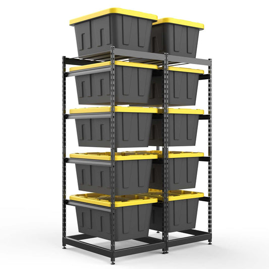 27 Gallon Tote Storage Rack, Heavy-Duty Storage Bin Rack Organizer, 5-Tier Standing Storage Bin Shelves, 250 lb Capacity, Maximize Space for Garage, Warehouse, Utility, 2-Pack (Totes Not Included)