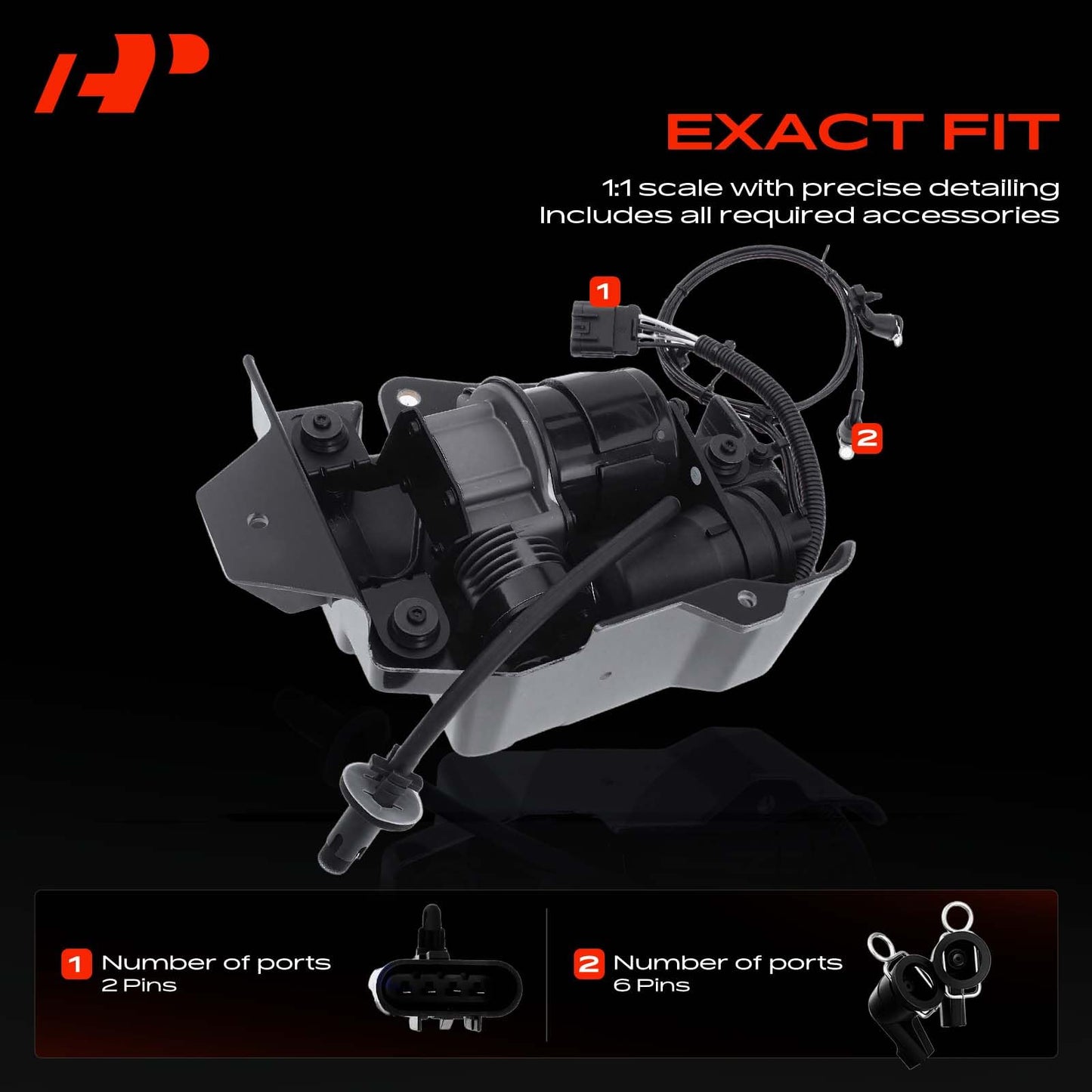 A-Premium Air Suspension Compressor Compatible with Buick Lucerne & Cadillac DTS 2006-2011, with Bracket, Replace# 15811960, 25750087