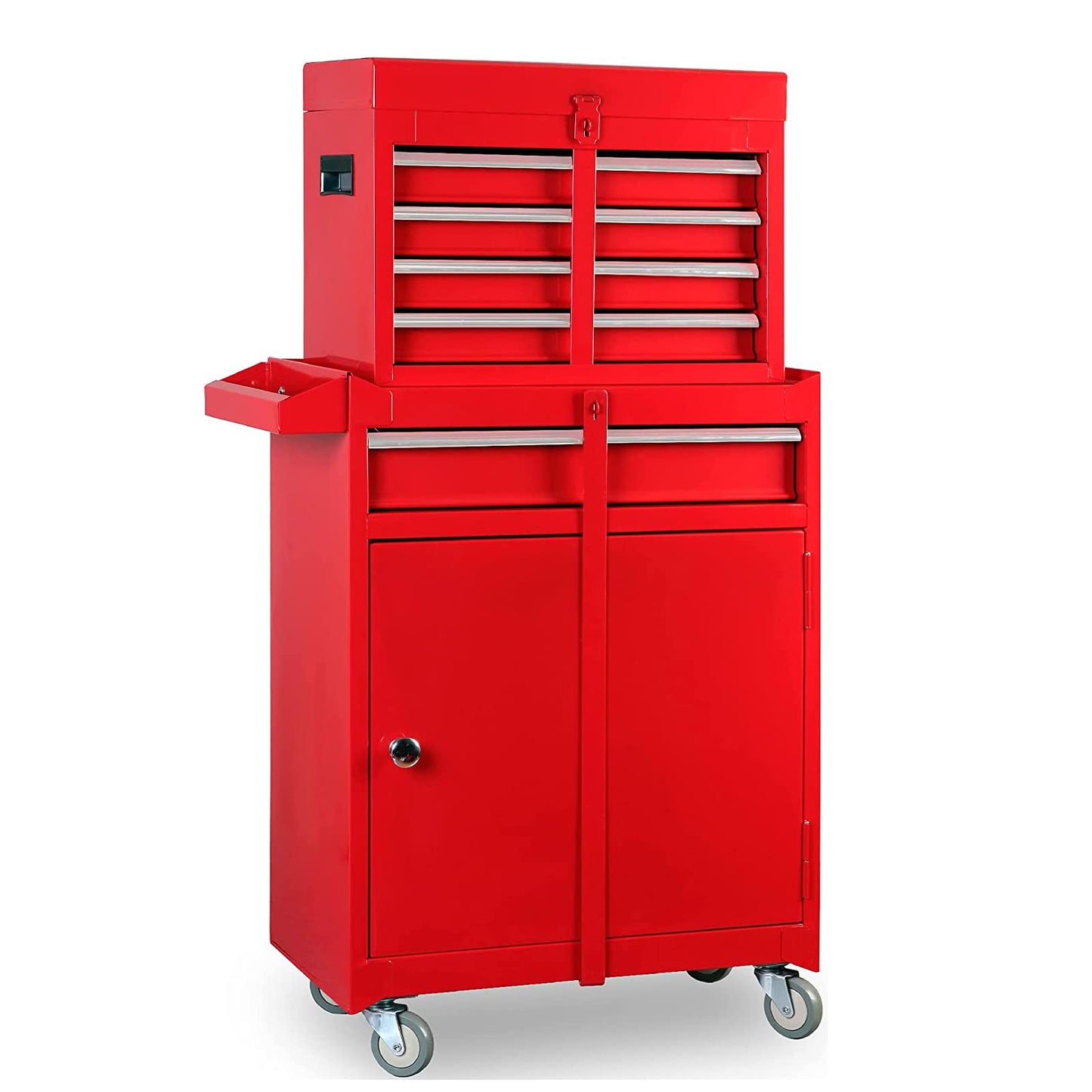 Road DAWG ATBT1204D-Red Torin Rolling Garage Workshop Tool Organizer: Detachable 4 Drawer Tool Chest with Large Storage Cabinet and Adjustable Shelf, Red