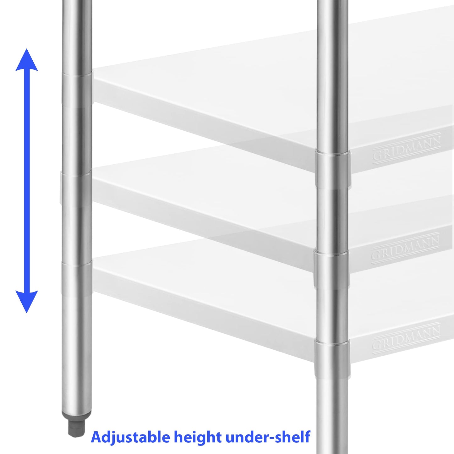 GRIDMANN Stainless Steel Kitchen Prep Table 60 x 24 Inches with Backsplash & Under Shelf, NSF Commercial Work Table for Restaurant and Home