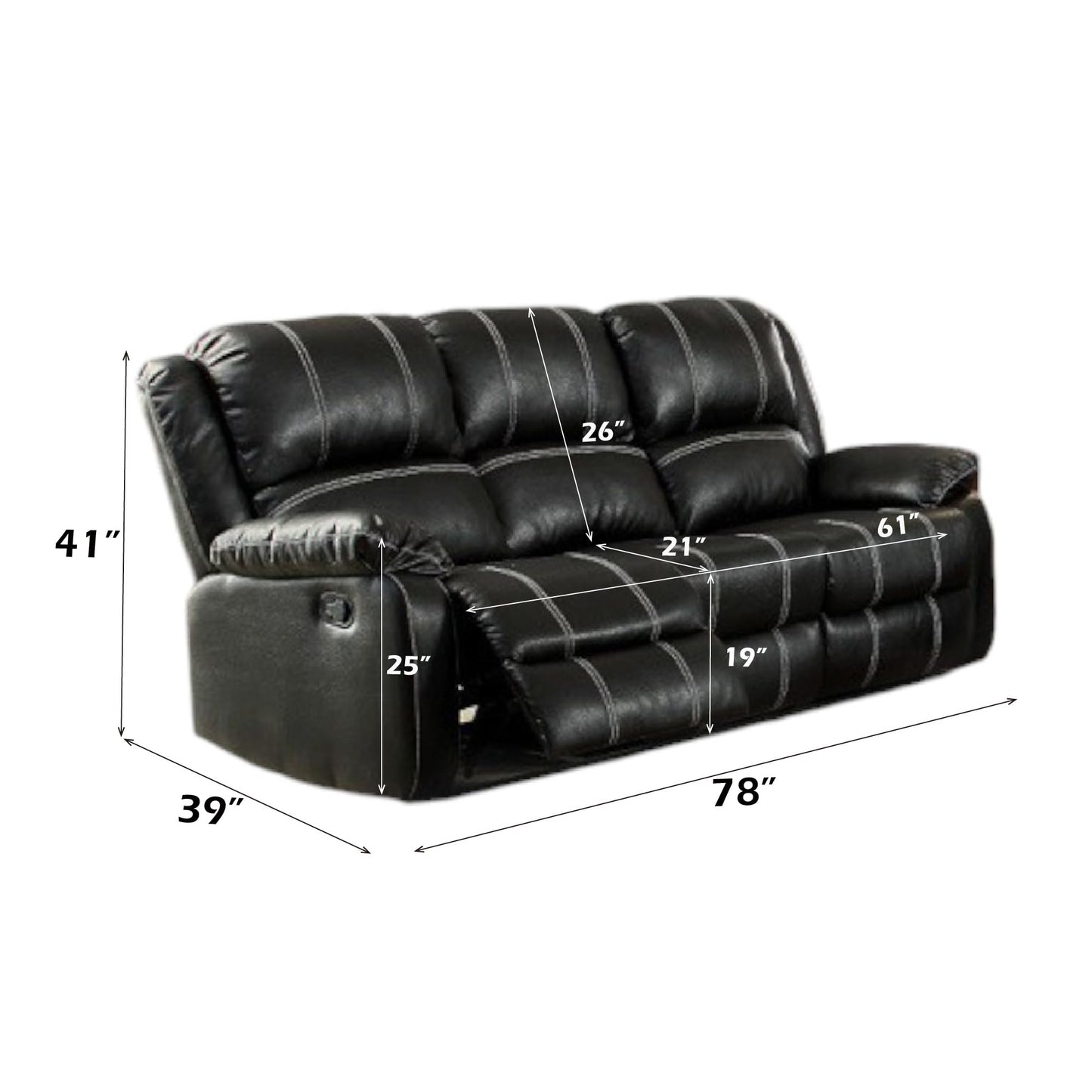 Acme Zuriel Motion Sofa in Black Synthetic Leather