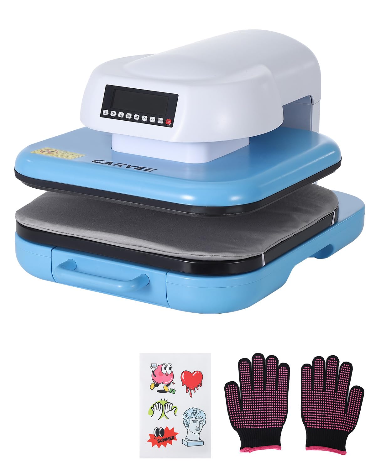 Auto Heat Press Machine 15x15 T Shirts Smart Press Machine with Auto Release and Adjustable Pressure, Digital Display, Rapid Heating, for Sublimation, Vinyl, Heat Transfer Projects, Blue