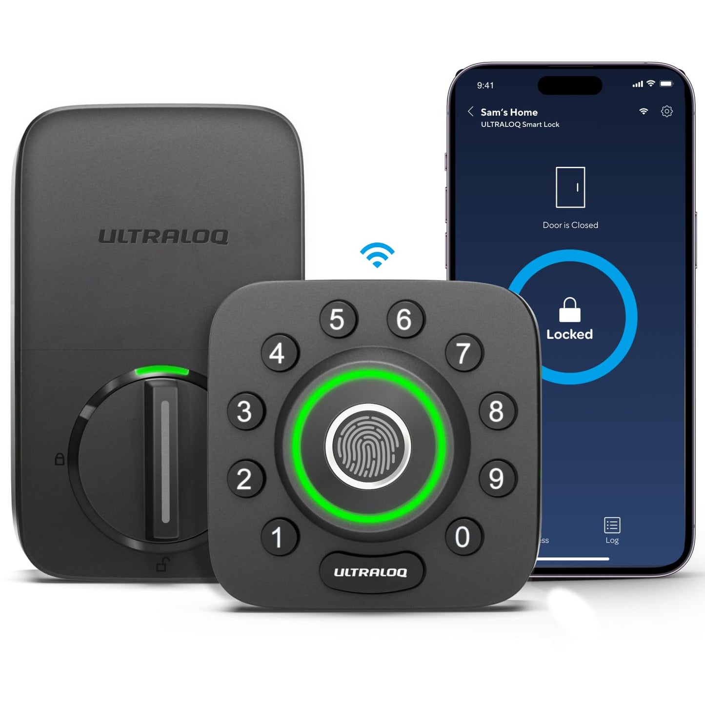 ULTRALOQ U-Bolt Pro WiFi Smart Lock with Door Sensor, Built in Wi-Fi Smart Deadbolt Lock for Front Door with Fingerprint ID, App Remote Control, Share Access, Auto Unlock, Auto Locking, Backlit Keypad