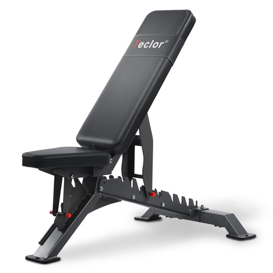 Teclor Commercial Adjustable Weight Bench with 1400LB Capacity for Home Gym, Flat/Incline/Decline Bench - Bench Press 2.2" Thick Pad,Black