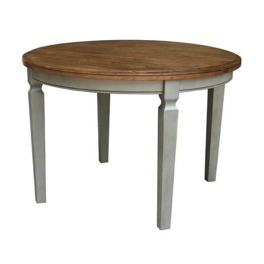 IC INTERNATIONAL CONCEPTS 44 x 44 in Round Top Solid Wood Dining Table in Hickory/Stone